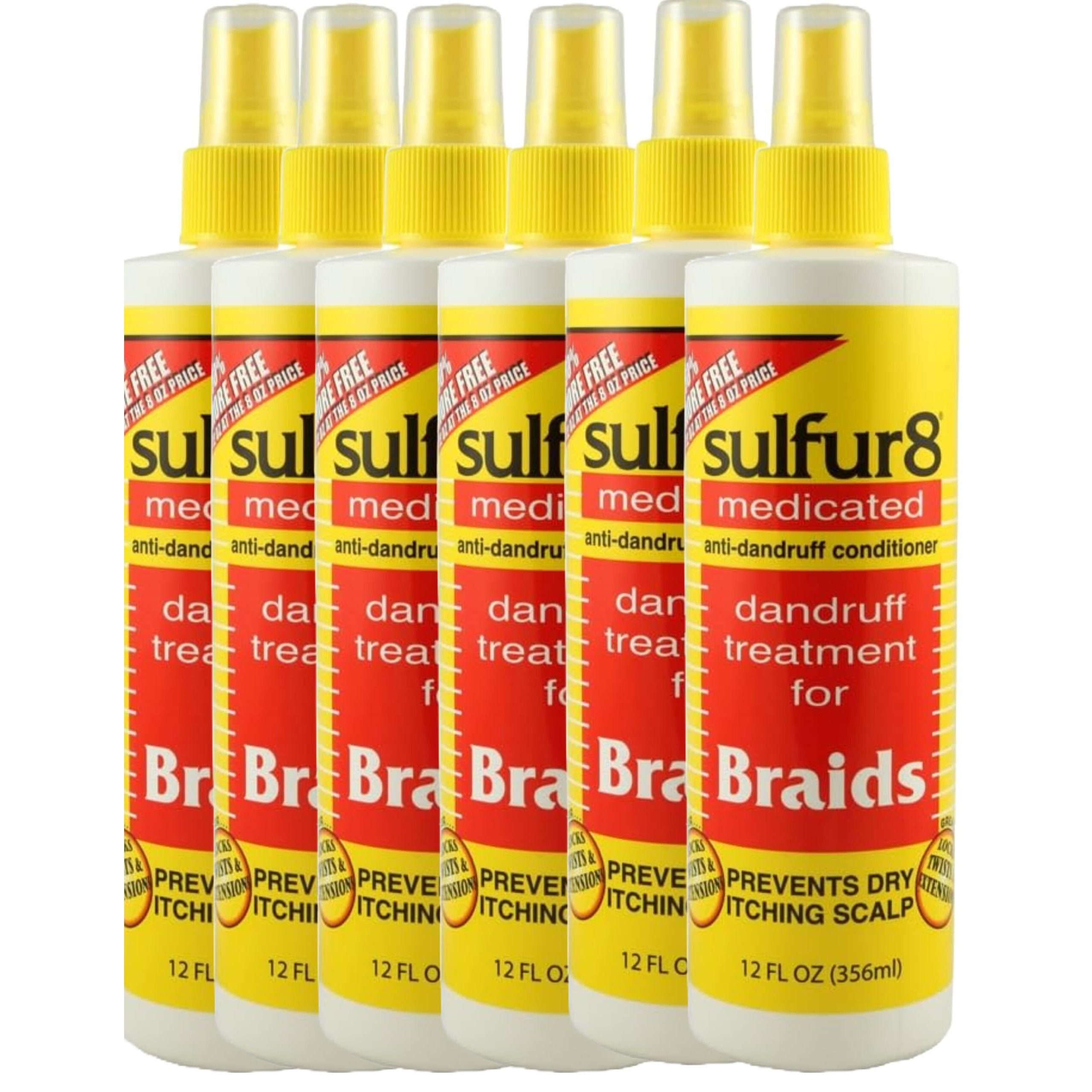 Sulfur-8 Dandruff Treatment For Braids 12 Ounce Spray (354ml) (Pack of 6)