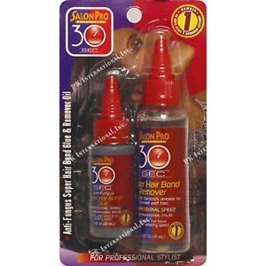 Salon Pro 30 Sec Professional Anti-Fungus Super Hair Bond Glue & Remover Oil Combo Set (Small (1oz/2oz))