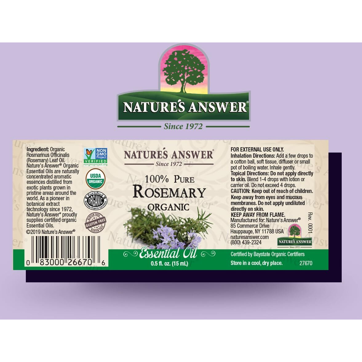 Natures Answer - Organic Essential Oil - Rosemary - 05 Oz(D0102H5KUKP)