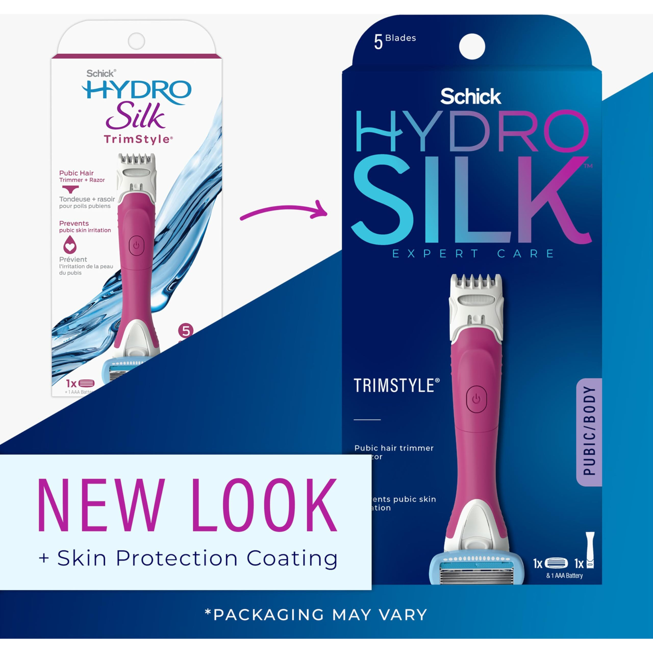 Schick Hydro Silk TrimStyle Moisturizing Razor for Women with Bikini Trimmer,1 Count