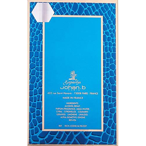 Rich Icone by Johan.b, 3 oz Eau De Toilette Spray for Men
