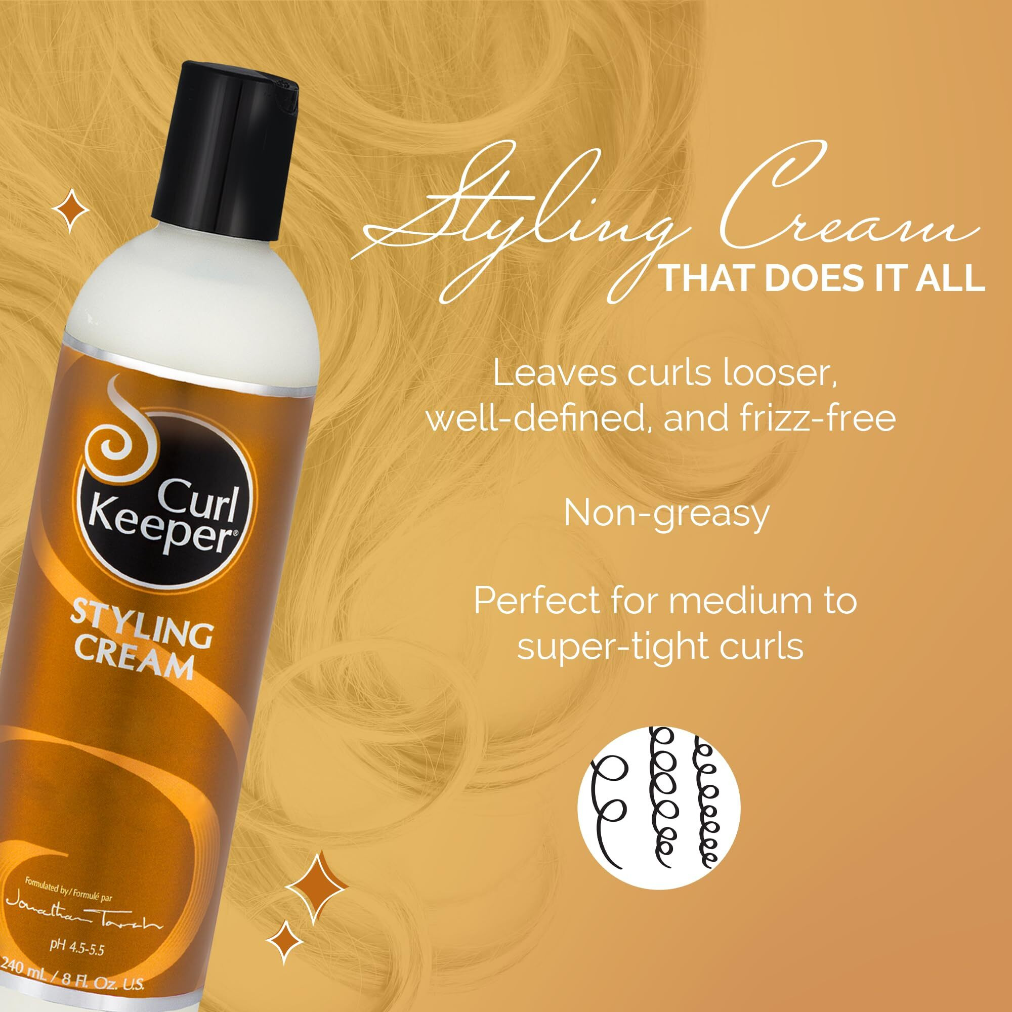 Styling Cream Defines Detangler and Moisturizer by Curl Keeper for Unisex - 8 oz Cream