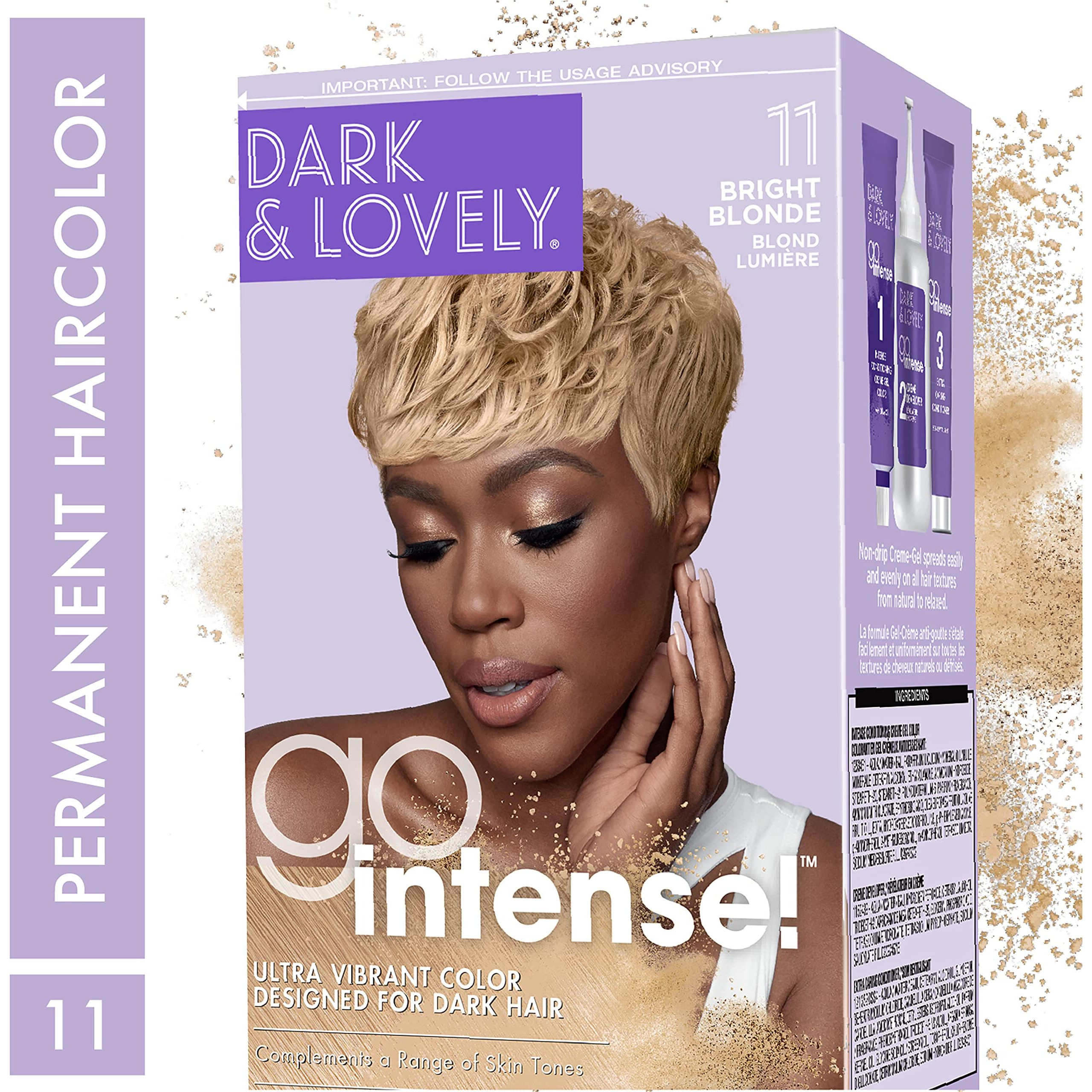 SoftSheen-Carson Dark and Lovely Ultra Vibrant Permanent Hair Color Go Intense Hair Dye for Dark Hair with Olive Oil for Shine and Softness, Light Golden Blonde