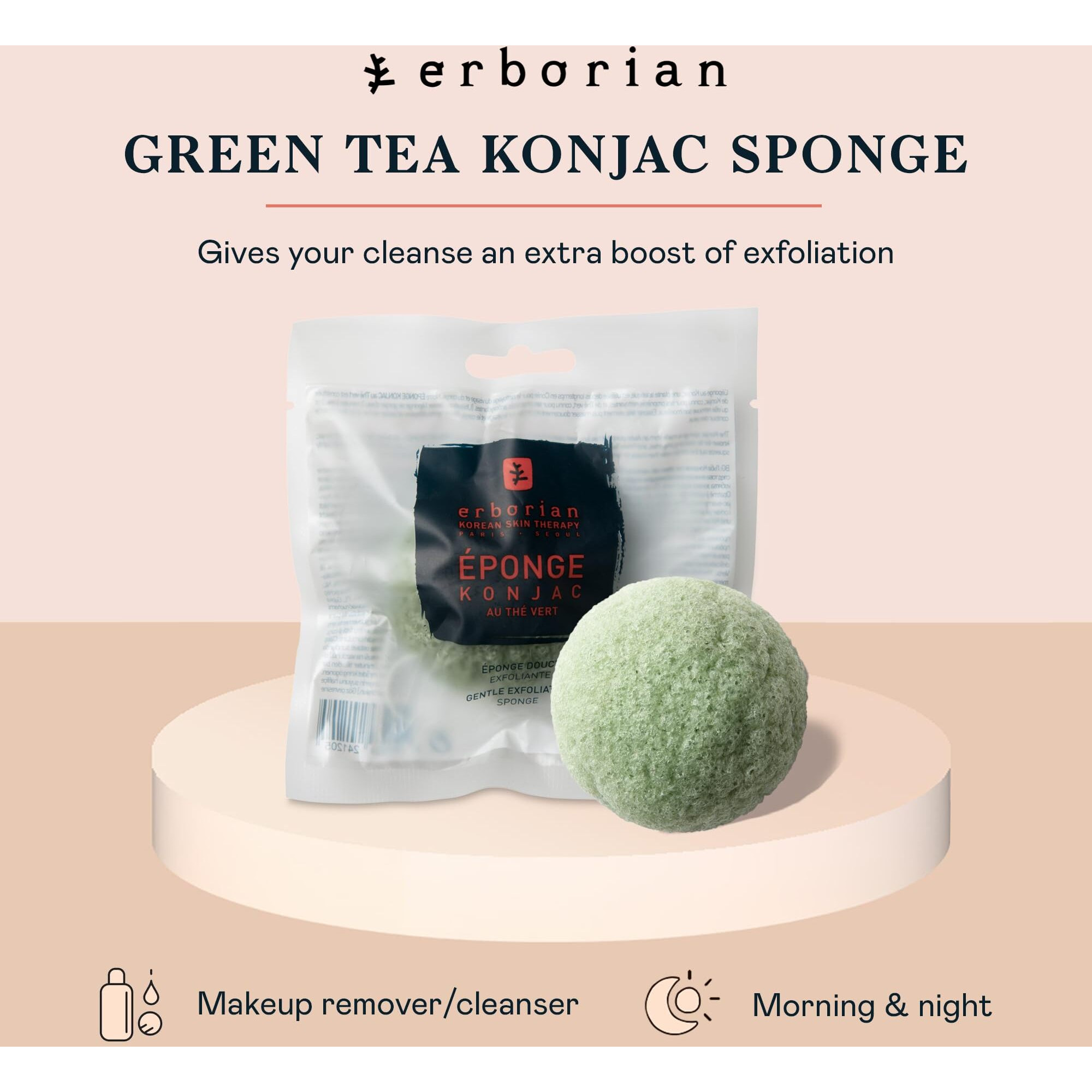 Au The Vert Konjac Sponge by Erborian for Women - 1 Pc Sponge