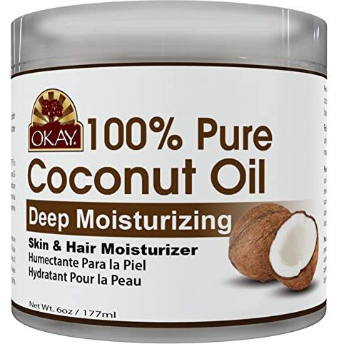 OKAY 100% COCONUT OIL for HAIR and SKIN in JAR 6oz / 177ml
