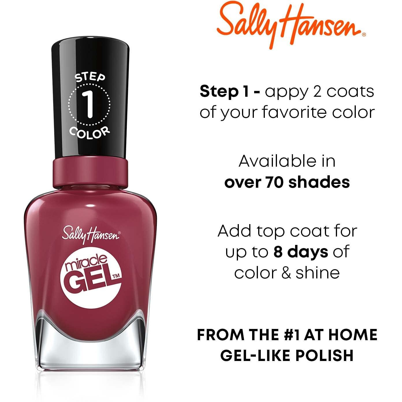 Miracle Gel - 469 Bordeaux Glow by Sally Hansen for Women - 0.5 oz Nail Polish