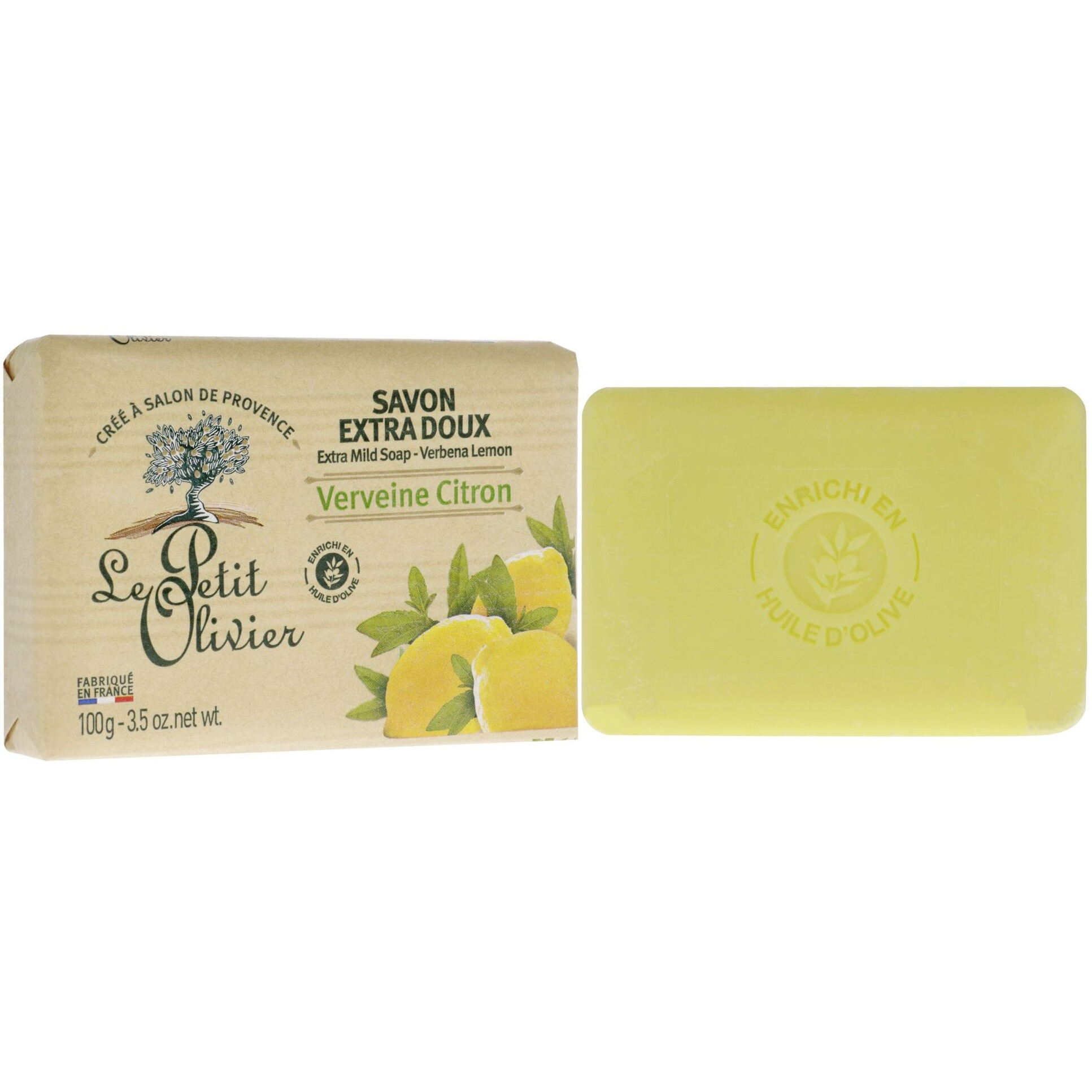 Extra Mild Soap - Verbena and Lemon by Le Petit Olivier for Unisex - 3.5 oz Soap