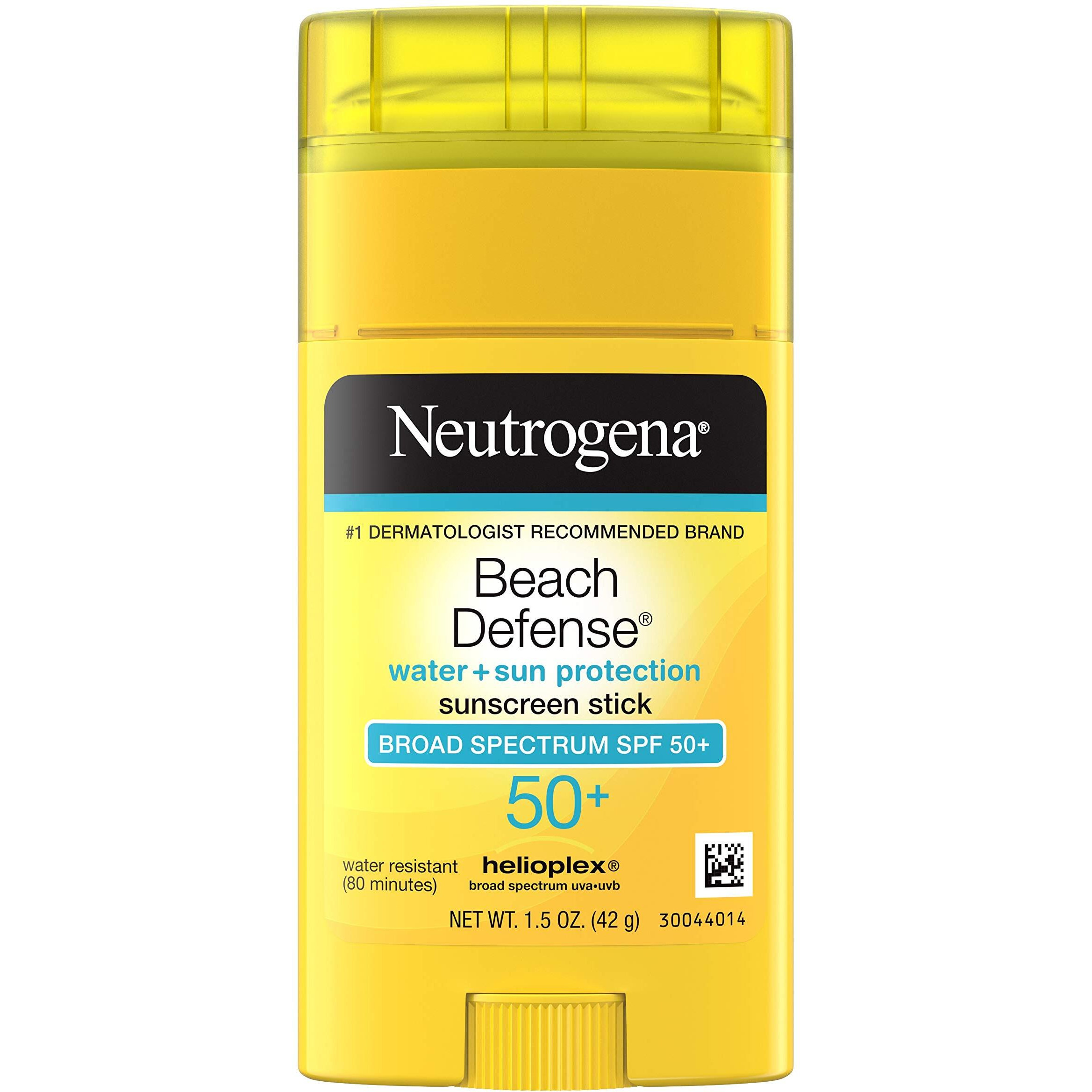Neutrogena Beach Defense Water-Resistant Body Sunscreen Stick with Broad Spectrum SPF 50+, PABA-Free, and Oxybenzone-Free, Superior Protection Against UVA/UVB Rays, 1.5 oz