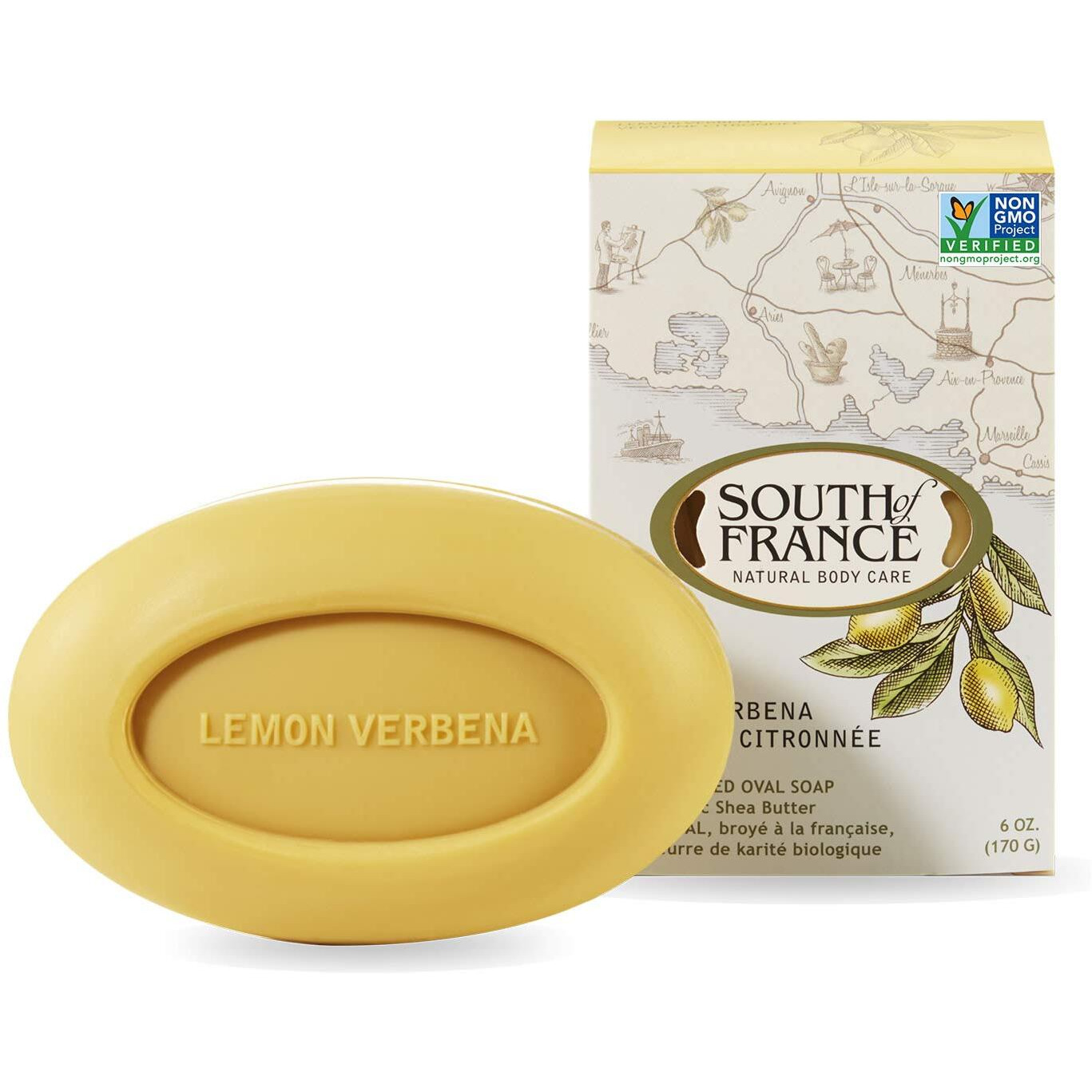 South Of France French Milled Vegetable Bar Soap Lemon Verbena, 6 Oz