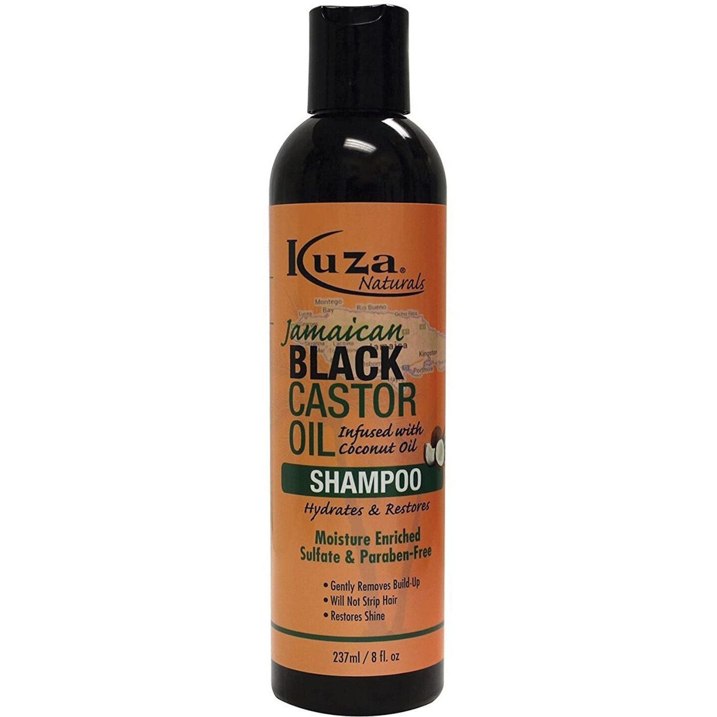 Kuza Jamaican Black Castor Oil Shampoo (8 Oz) - Damaged & Dry Hair Treatment Shampoo for Men & Women