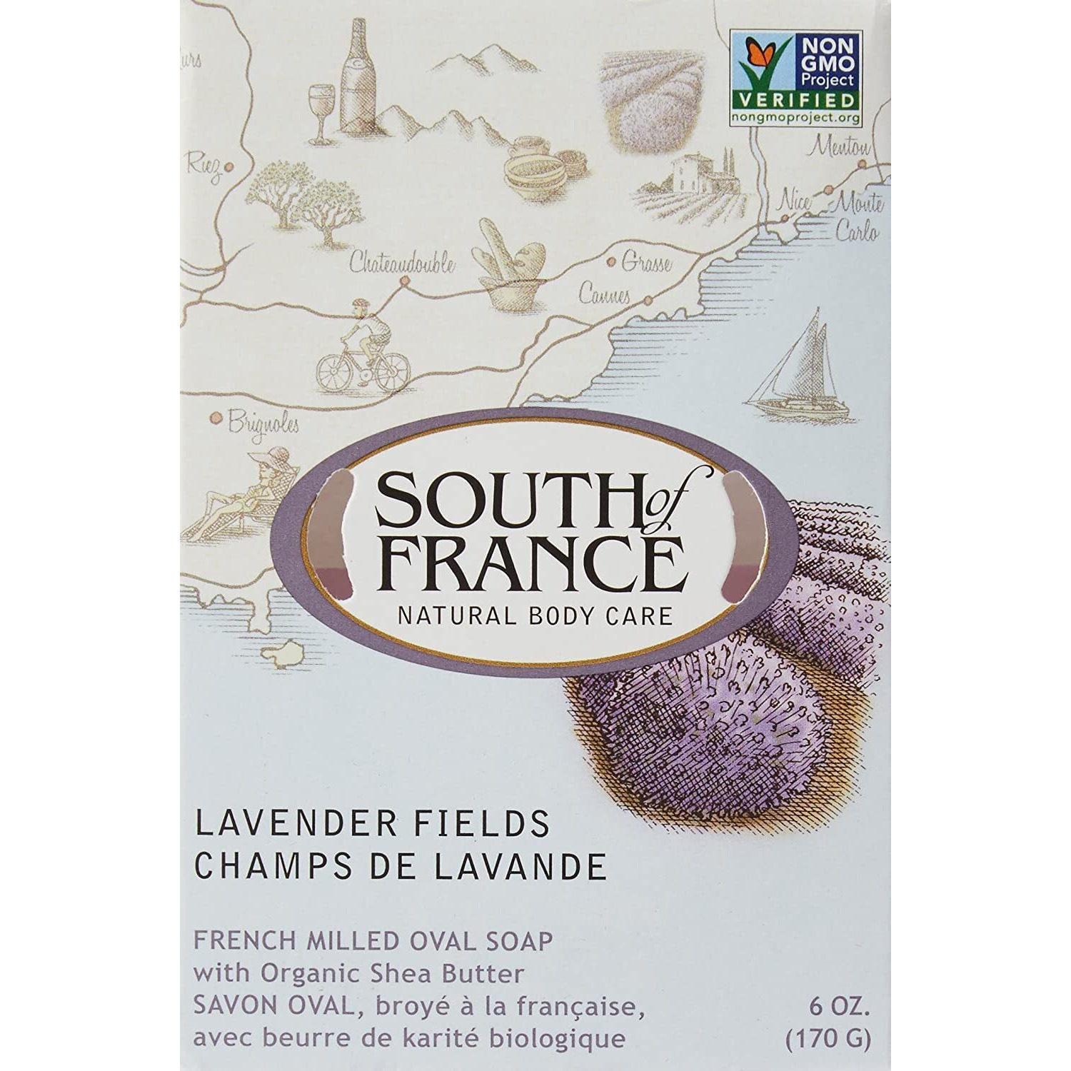 South Of France Natural Lavender Fields Bar Soap, 6 Oz, 20009