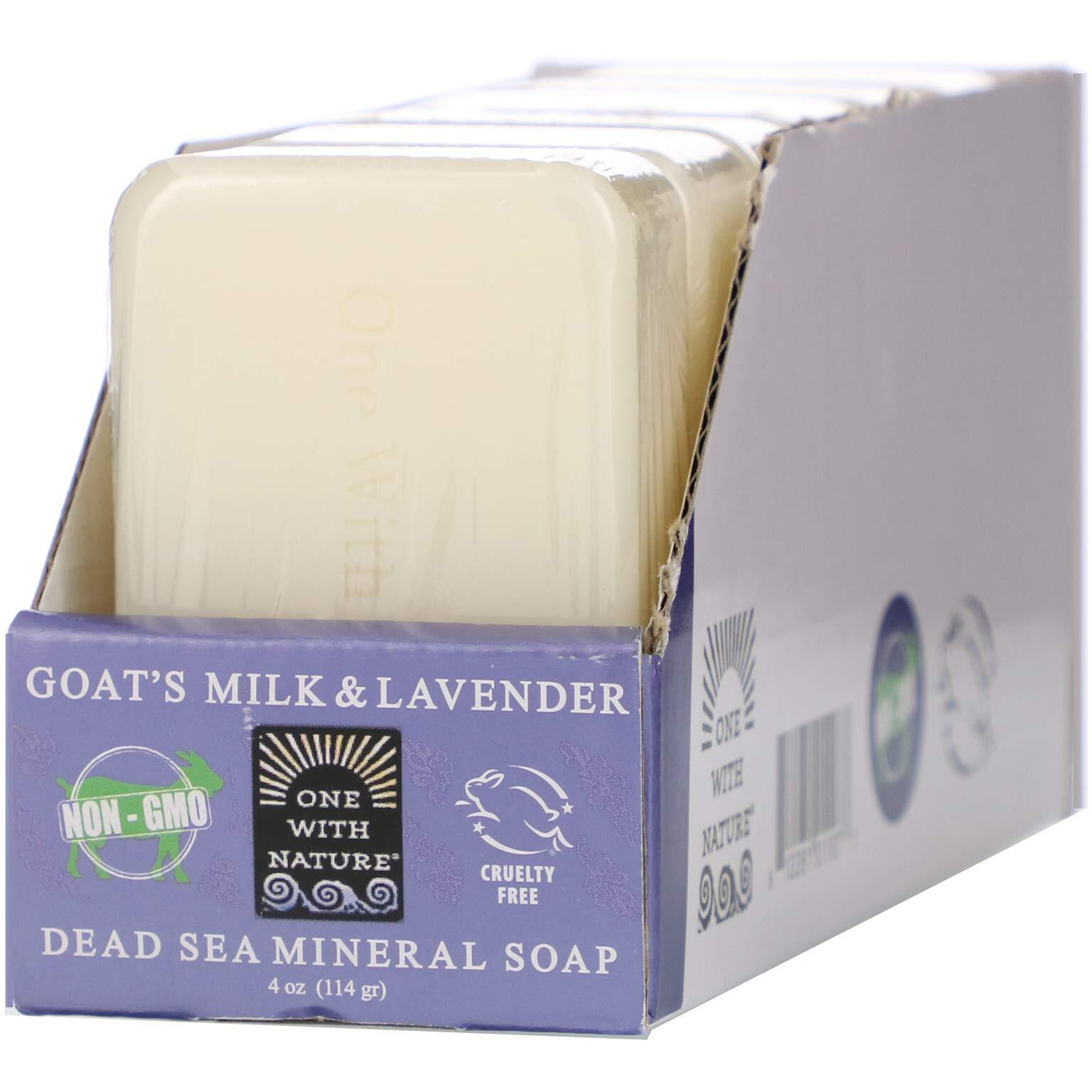 One with Nature Dead Sea Mineral Soap, Goat's Milk & Lavender, 6 Bars, 4 oz (114 g) Each
