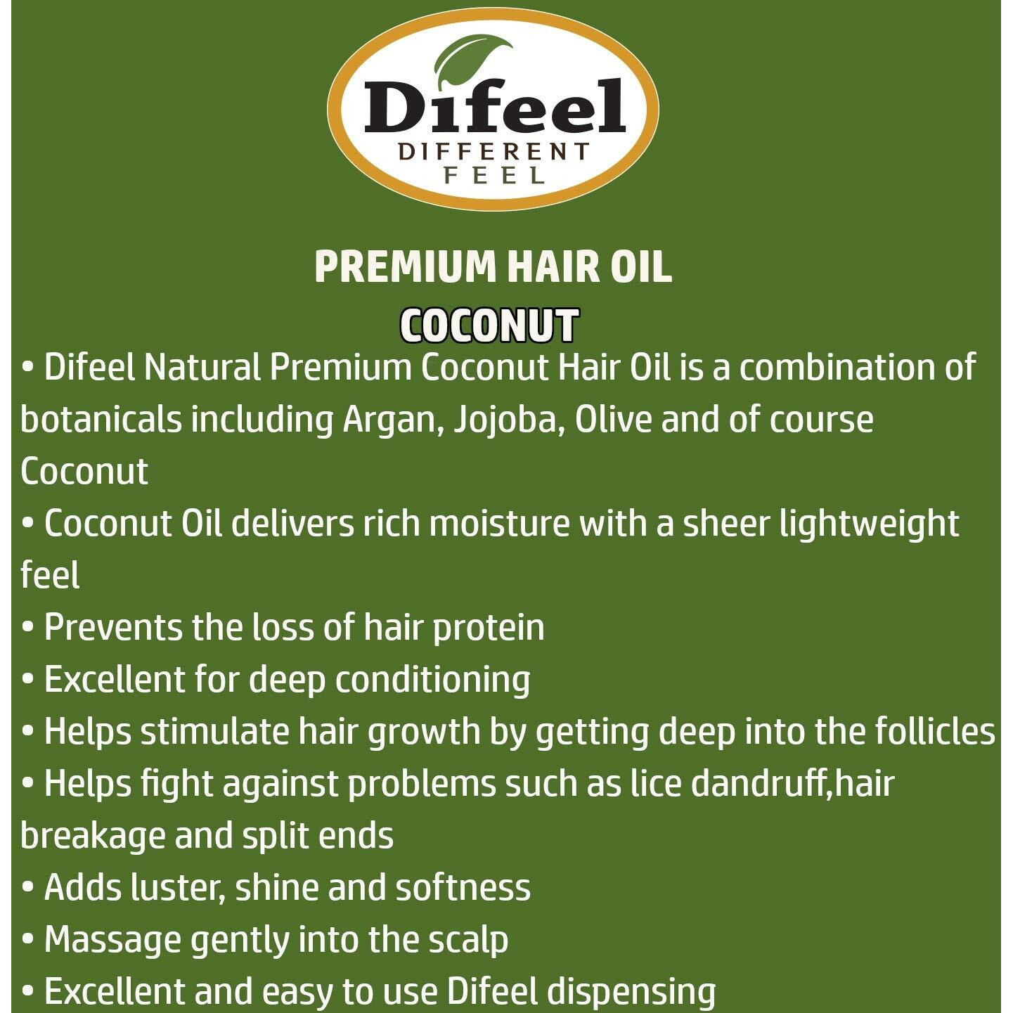 Difeel Premium 99% Natural Deep Conditioning Coconut Hair Oil 2.5 ounce