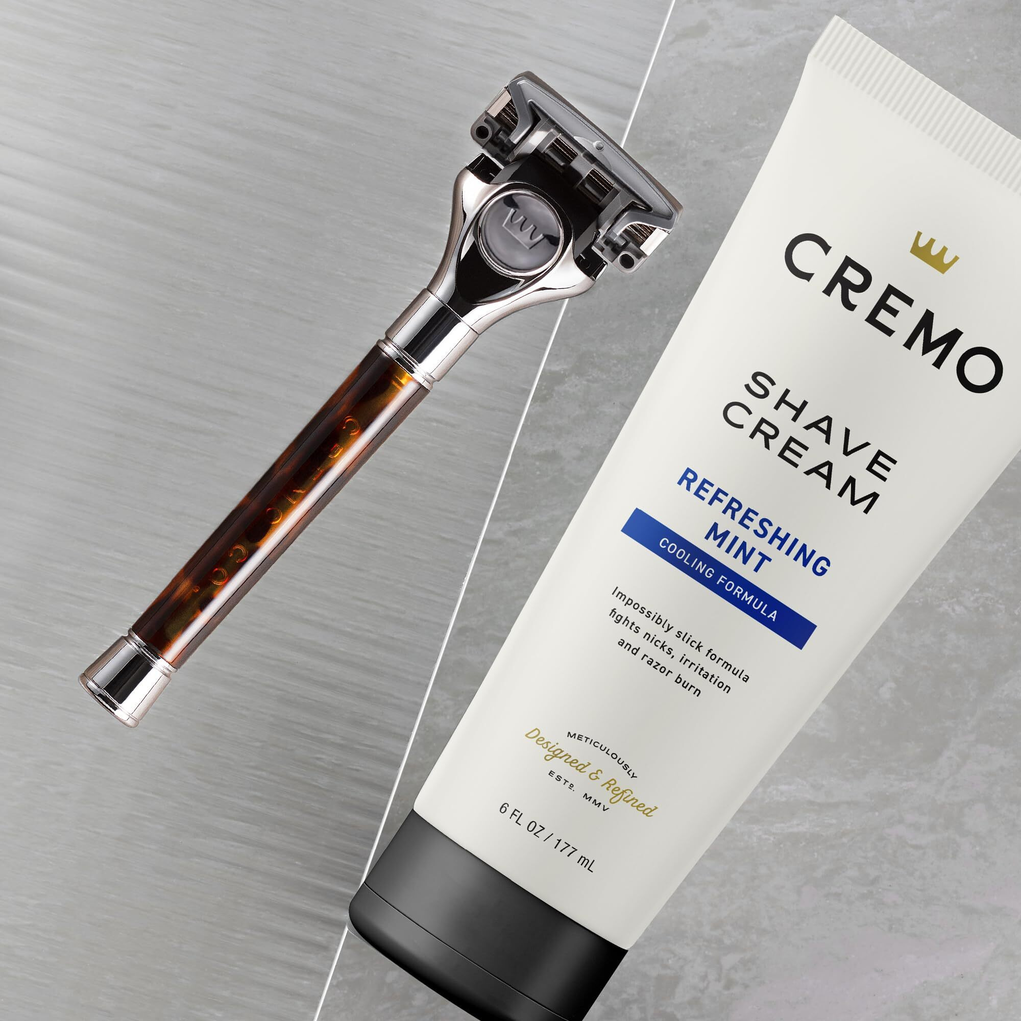 Cremo Barber Grade Cooling Shave Cream, Astonishingly Superior Ultra-Slick Shaving Cream for Men, Fights Nicks, Cuts and Razor Burn, 6 Fl Oz
