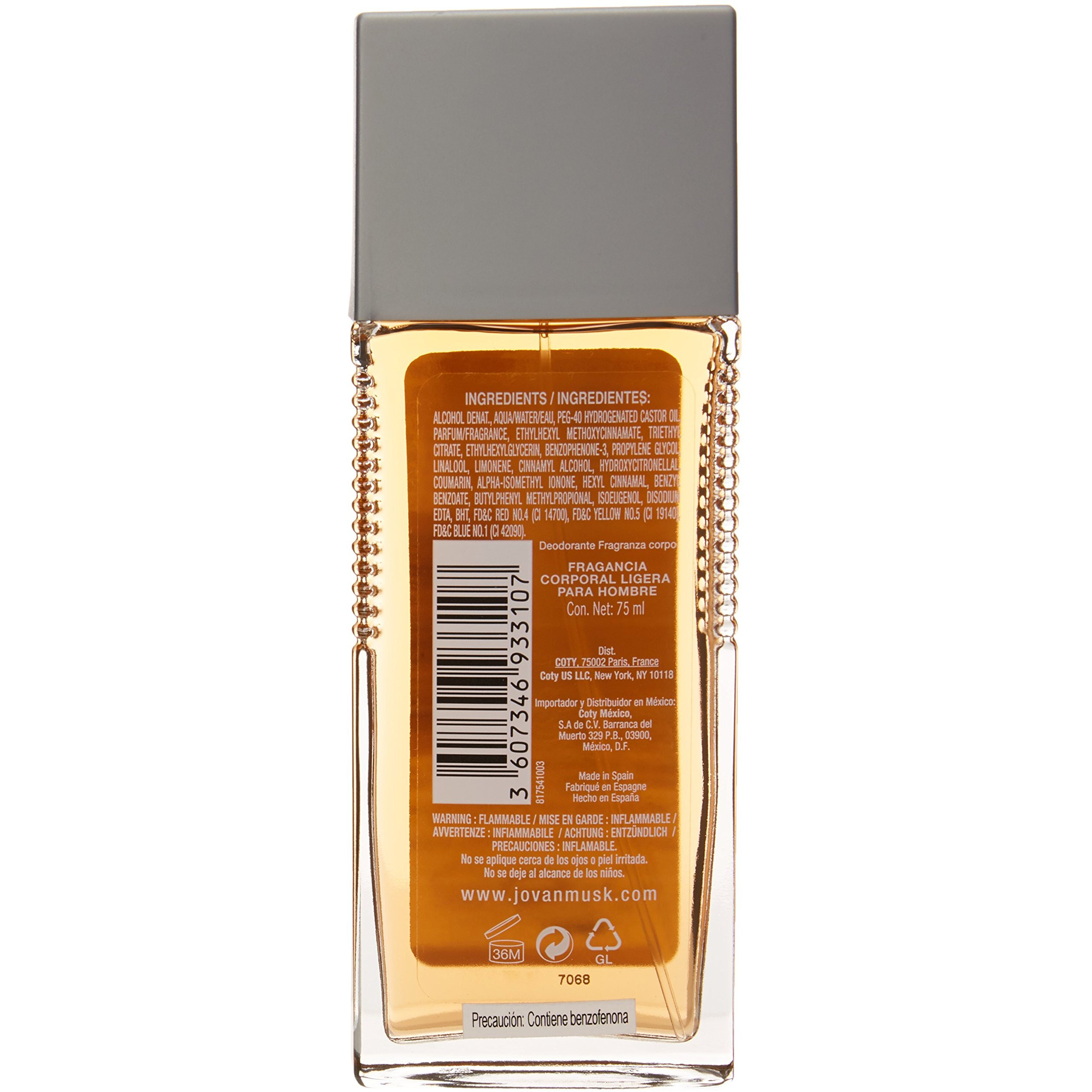 Jovan Musk by Jovan for Men - 2.5 oz Body Fragrance (Unboxed)