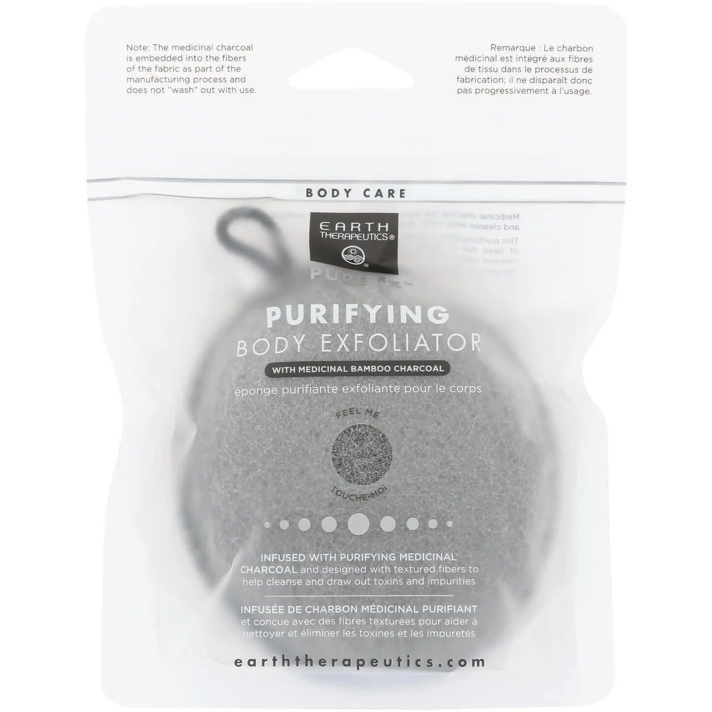 Earth Therapeutics Purifying Body Exfoliator Sponge - Black with Charcoal