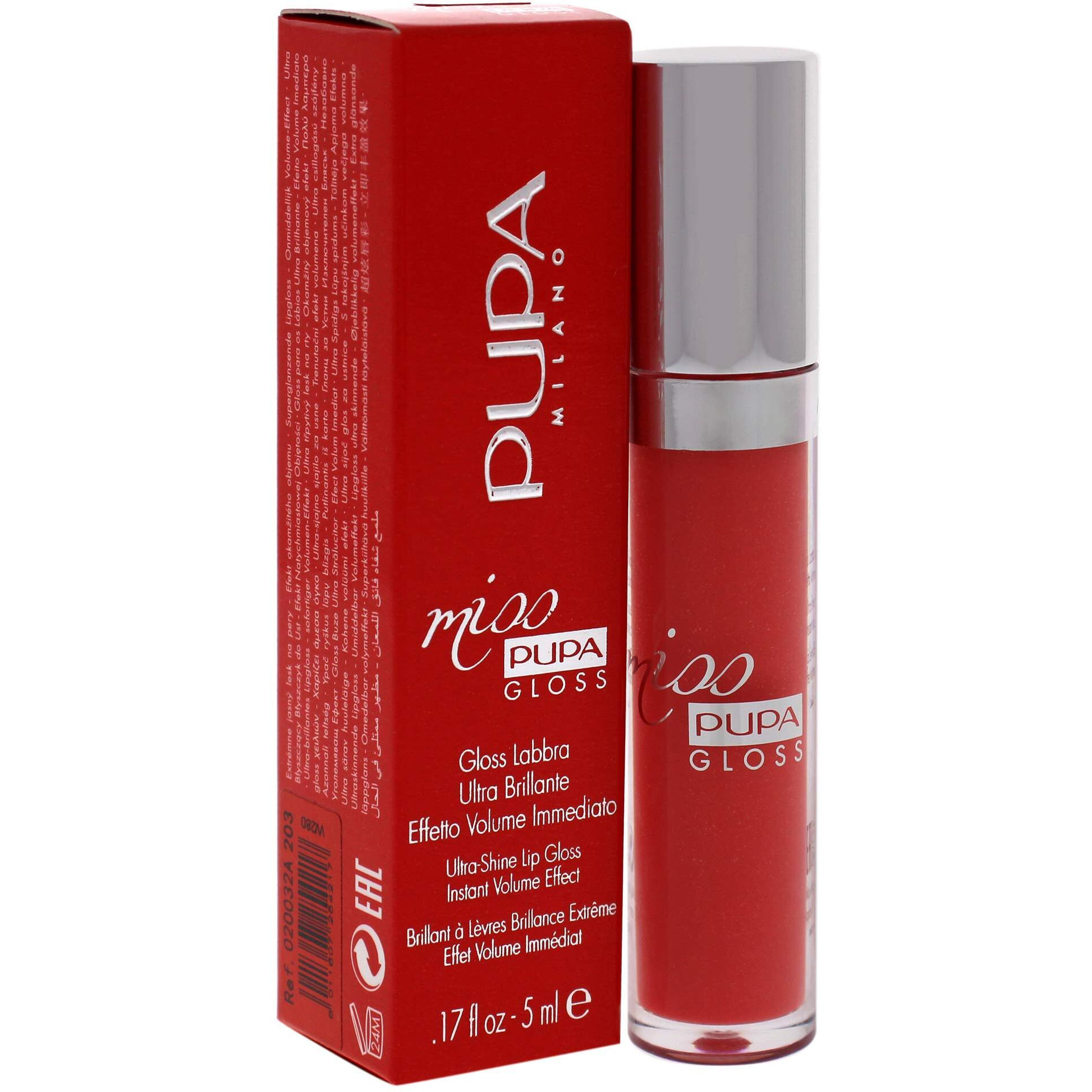 Miss Pupa Gloss Ultra-Shine Lip Gloss - 203 Coral Emotion by Pupa Milano for Women - 0.17 oz Lip Gloss