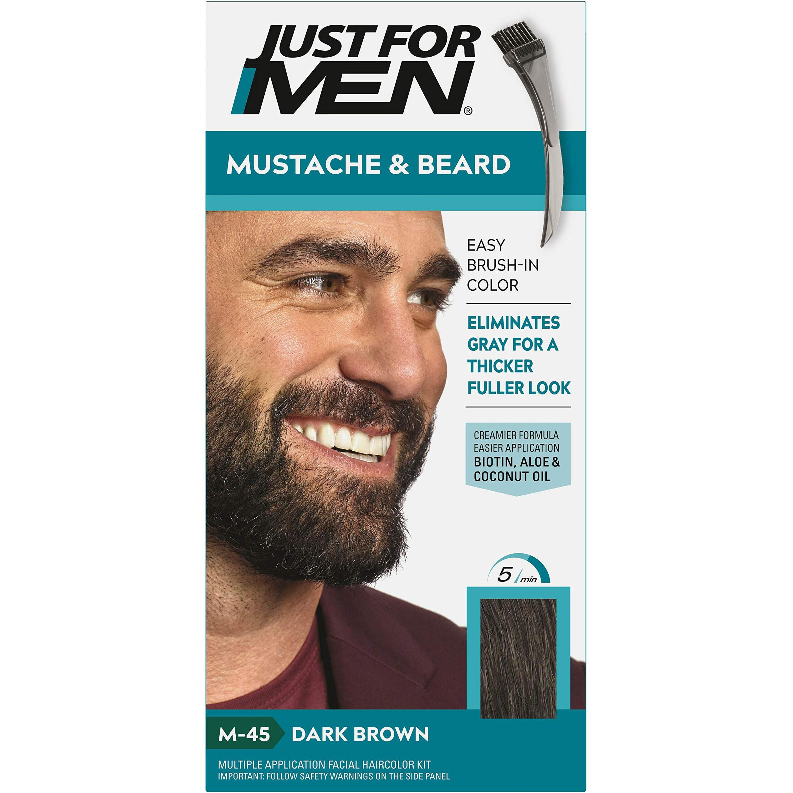 JUST FOR MEN Color Gel Mustache & Beard M-45, Dark Brown 1 Each (Pack of 2)