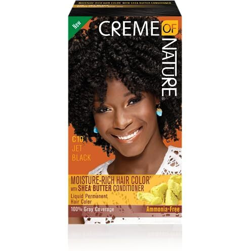 Creme of Nature Moisture Rich Hair Color Kit, C10 Jet Black, 1 Application