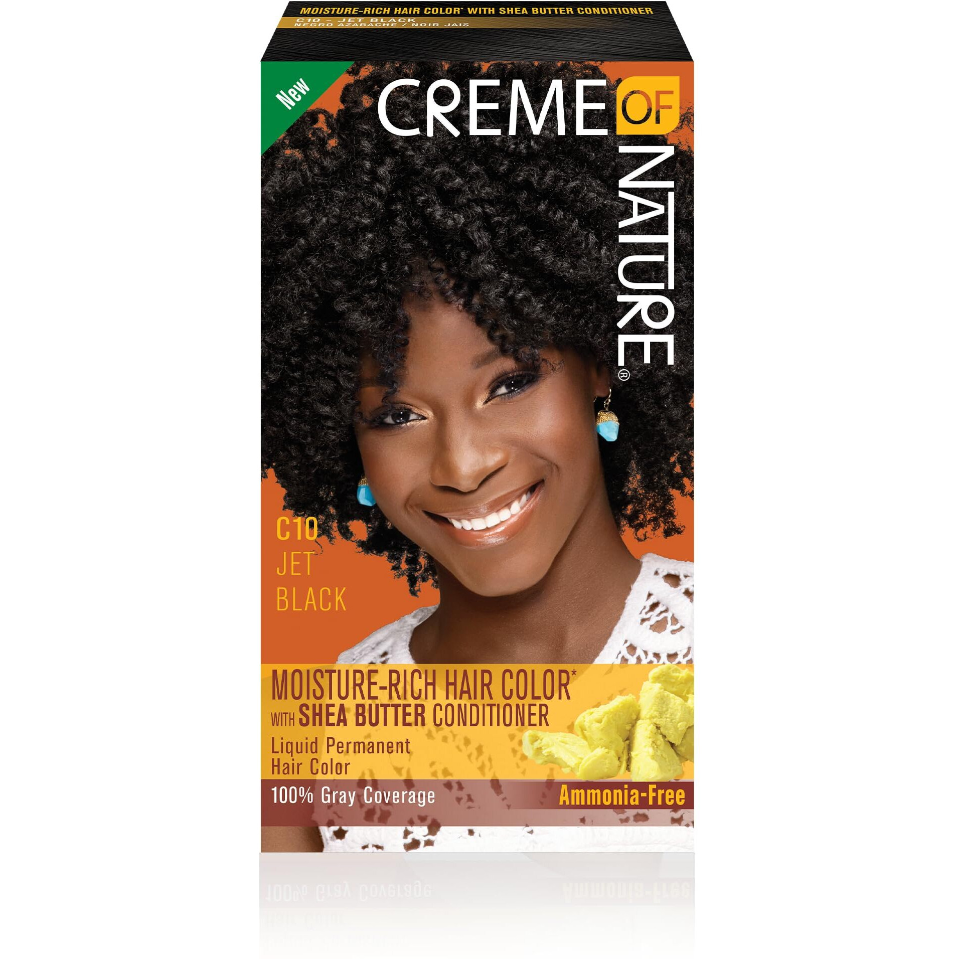 Creme of Nature Moisture Rich Hair Color Kit, C10 Jet Black, 1 Application