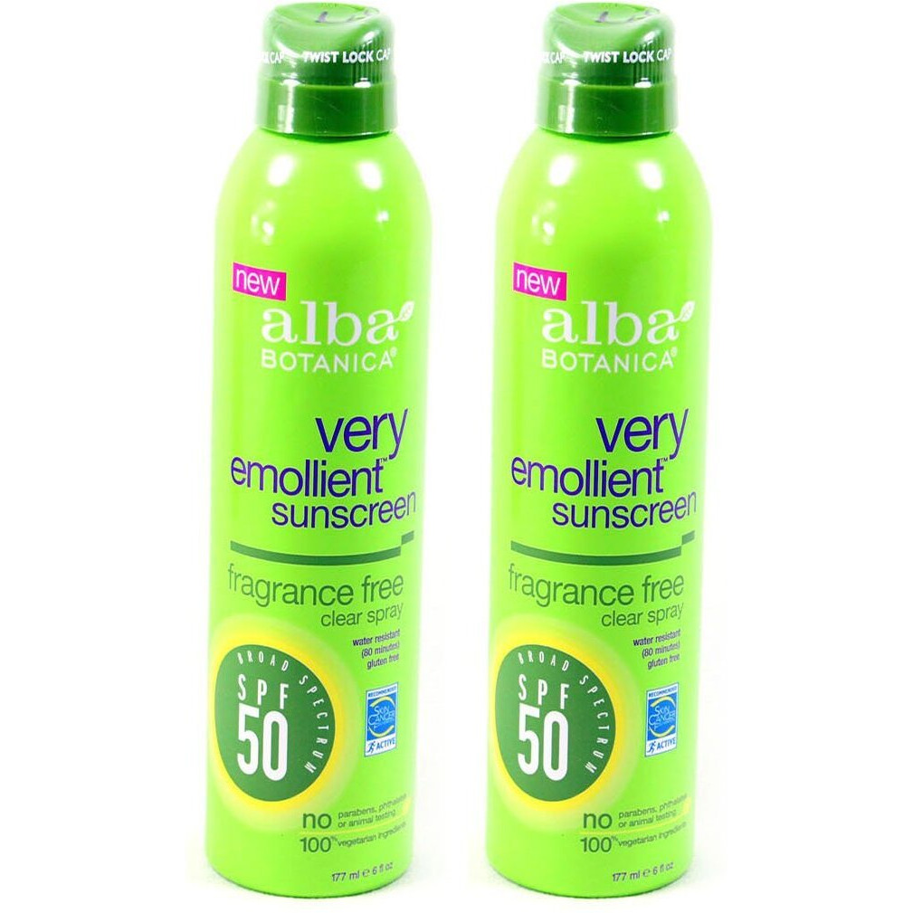 Alba Botanica Spf50 Sunscreen 6 Ounce Clear Spray Fragrance Fre (177ml) (2 Pack)