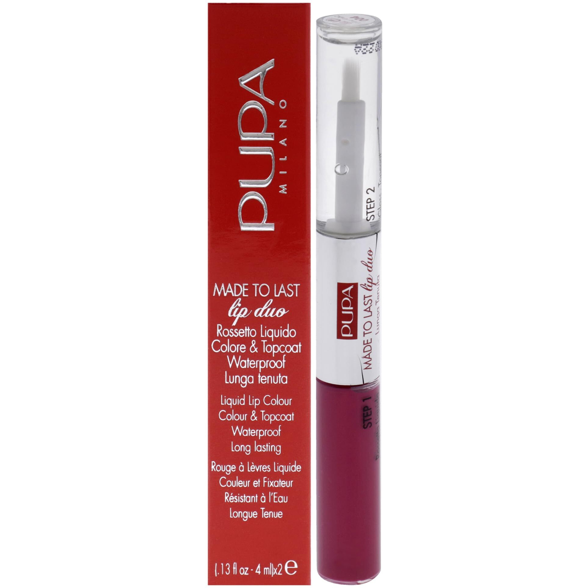 Made To Last Lip Duo - 004 Geranium Fuchsia by Pupa Milano for Women - 0.13 oz Lipstick