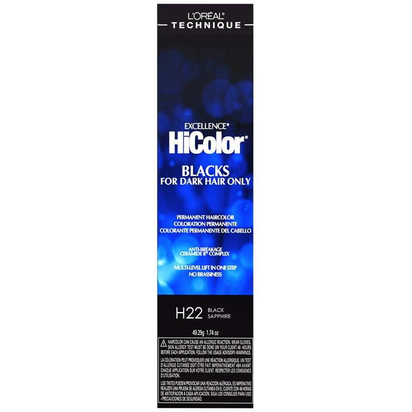 L'Oreal Paris Excellence Hicolor Permanent Hair Color, Black Sapphire, 1.73 Ounce