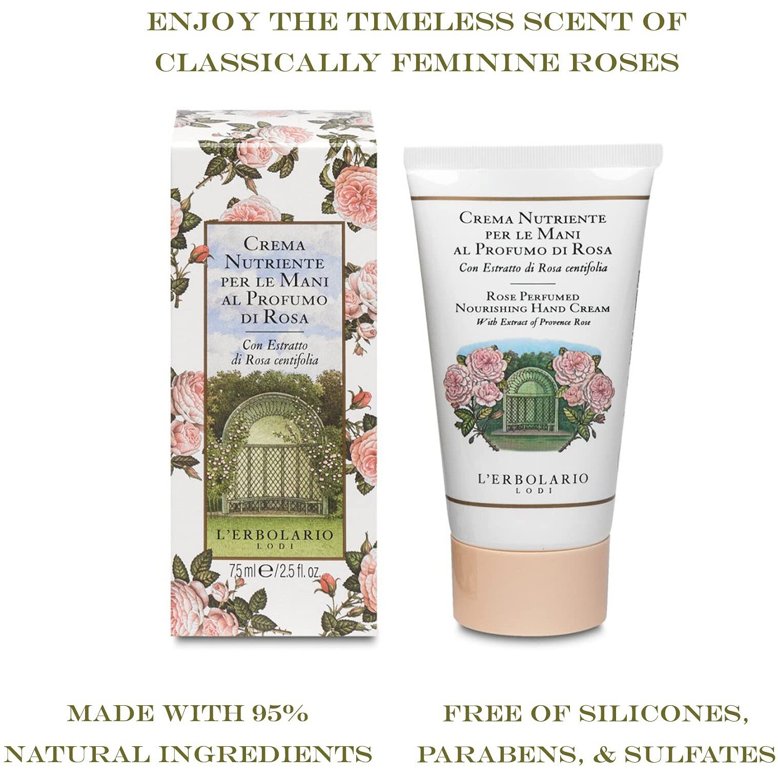Perfumed Nourishing Hand Cream - Rose by LErbolario for Unisex - 2.5 oz Cream