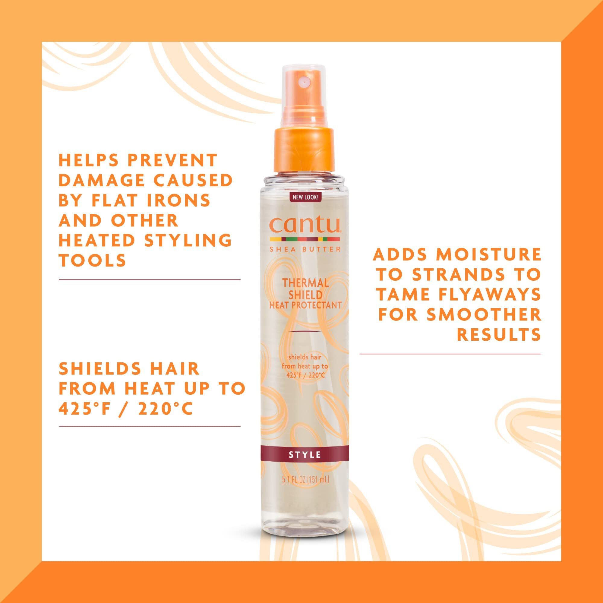 Cantu Thermal Shield Heat Protectant with Shea Butter, 5.1 fl oz (Packaging May Vary)