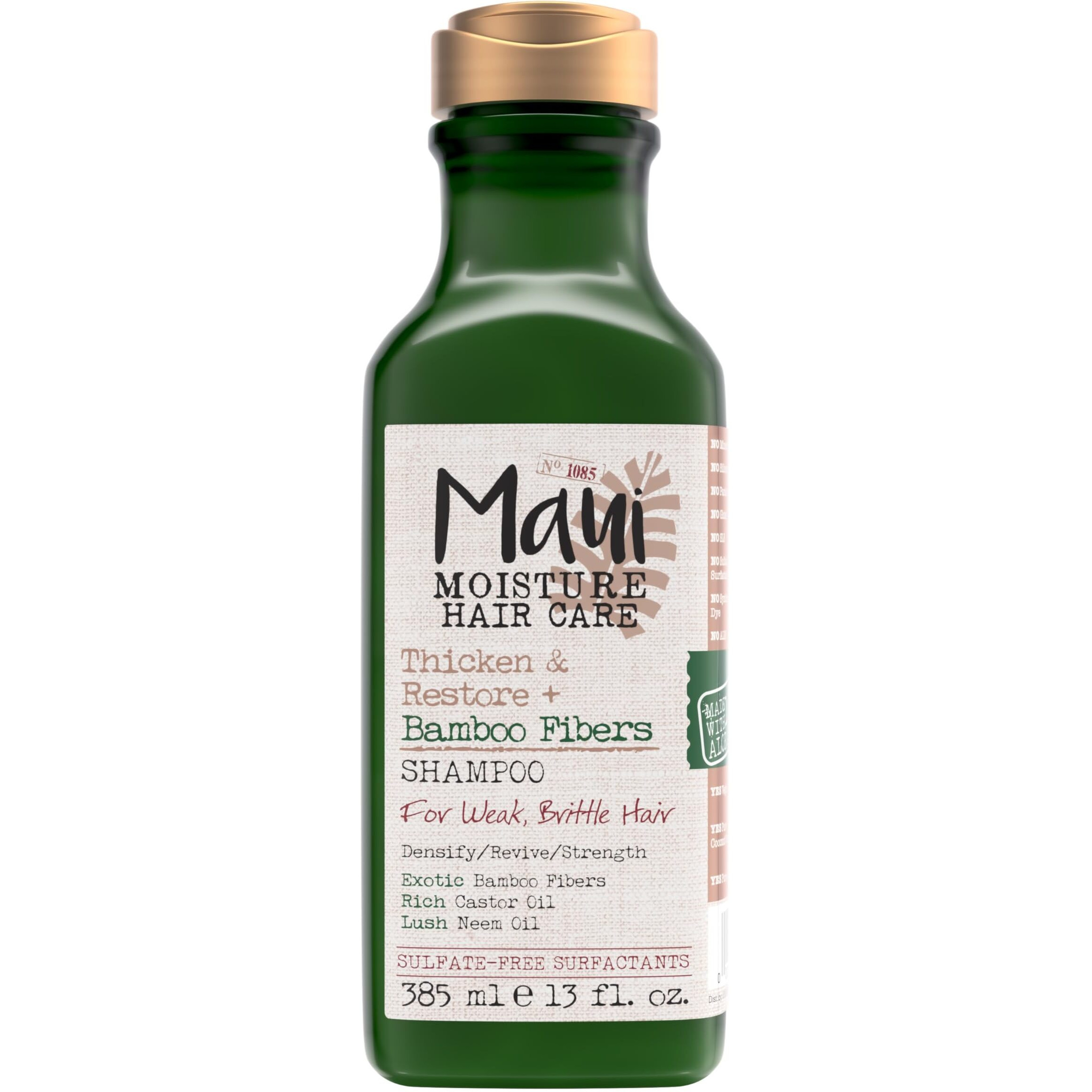 Maui Moisture Thicken & Restore + Bamboo Fibers Strengthening Shampoo to Soften Transitioning or Natural Hair & Renew Brittle Hair, Vegan, Silicone & Paraben-Free, 13 fl oz