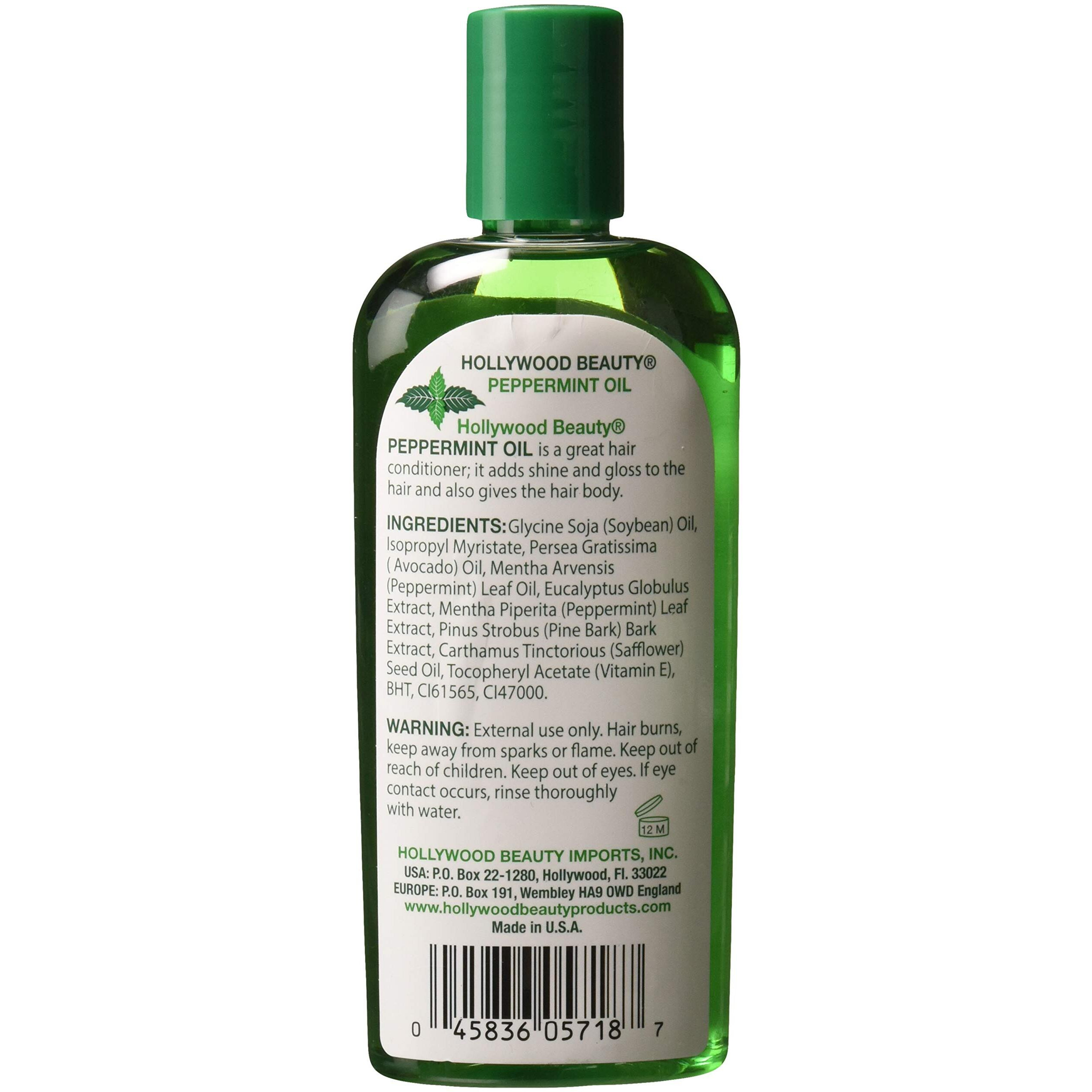 Hollywood Beauty Peppermint Hair Oil, 8oz Bottle, Conditions both hair and skin, Natural Treatment that Dries Itchy Scalps & Moisturizes Hair & Skin, Omega-3 Fatty Acids, Vitamin A & C