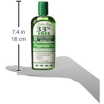 Hollywood Beauty Peppermint Hair Oil, 8oz Bottle, Conditions both hair and skin, Natural Treatment that Dries Itchy Scalps & Moisturizes Hair & Skin, Omega-3 Fatty Acids, Vitamin A & C