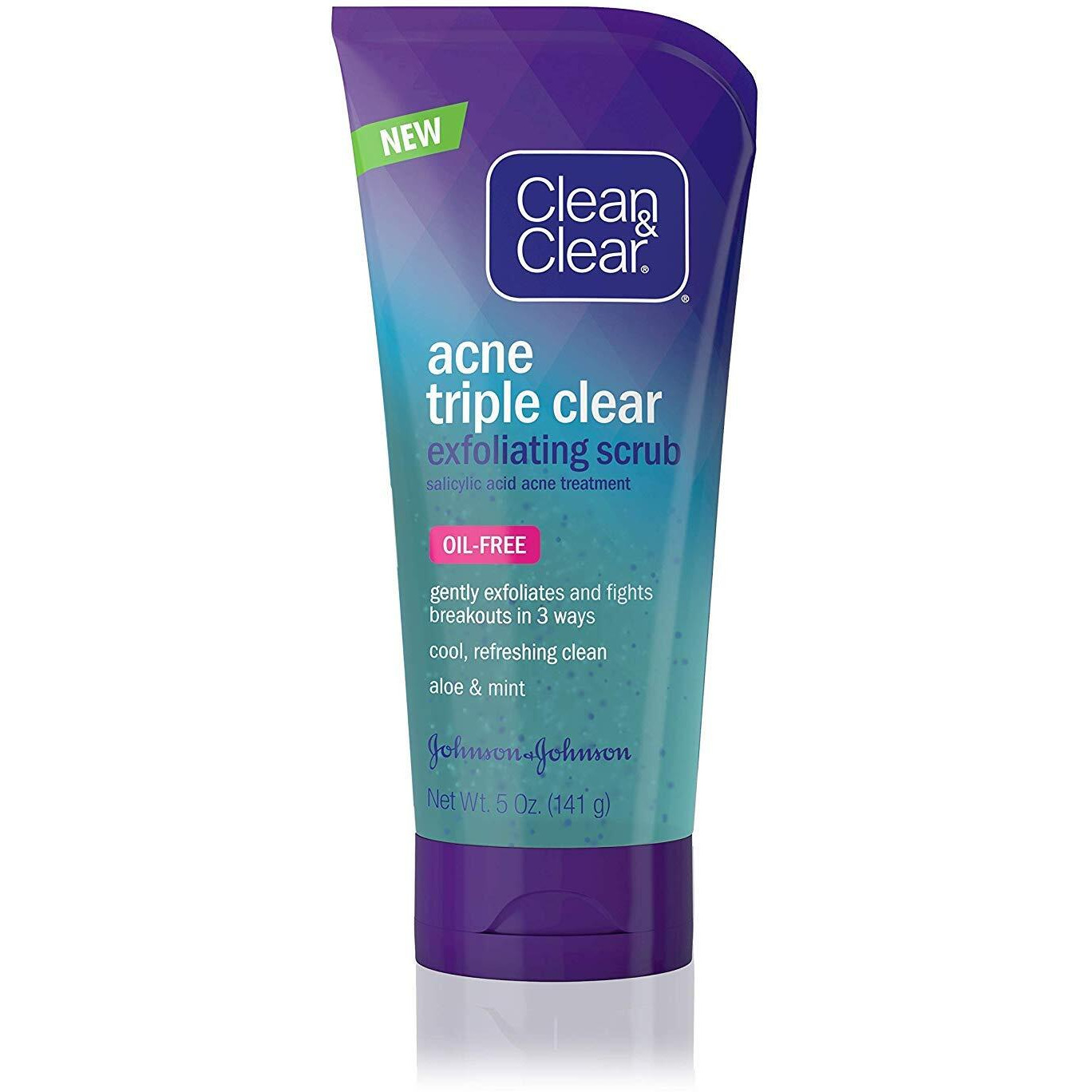 Clean & Clear Acne Triple Clear Exfoliating Facial Scrub with 2% Salicylic Acid Acne Medicine, Aloe & Mint for Acne-Prone Skin, Soothing Oil-Free & Non-Comedogenic Acne Face Scrub, 5 oz (Pack of 3)