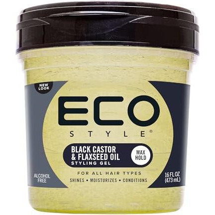 Eco Style Ecoco Gel - Black Castor Flaxseed Oil - Long Lasting Shine - Nourishes And Repairs Damaged Hair - Promotes Healthy Scalp - Provides Superior And Weightless Hold - Effortless Style - 16 Oz
