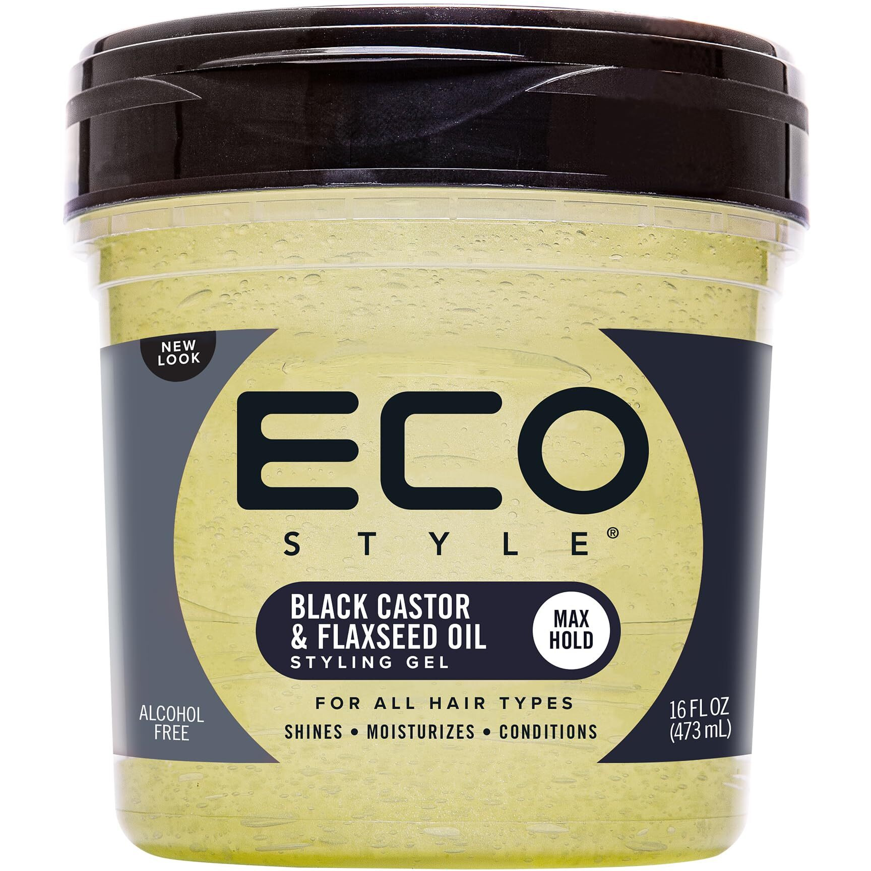 Eco Style Ecoco Gel - Black Castor Flaxseed Oil - Long Lasting Shine - Nourishes And Repairs Damaged Hair - Promotes Healthy Scalp - Provides Superior And Weightless Hold - Effortless Style - 16 Oz