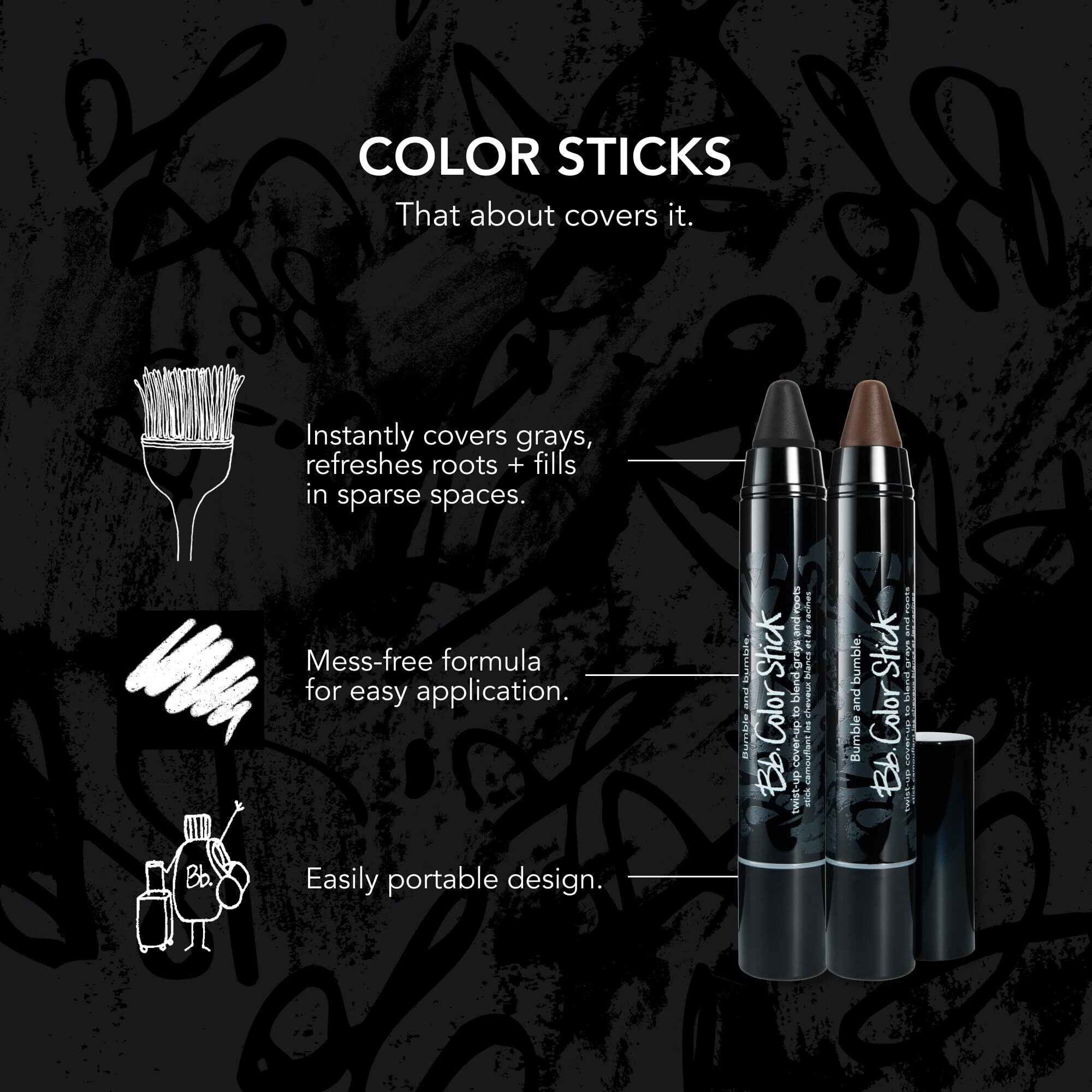 Bb. Color Stick - Black by Bumble and Bumble for Unisex - 0.12 oz Hair Color
