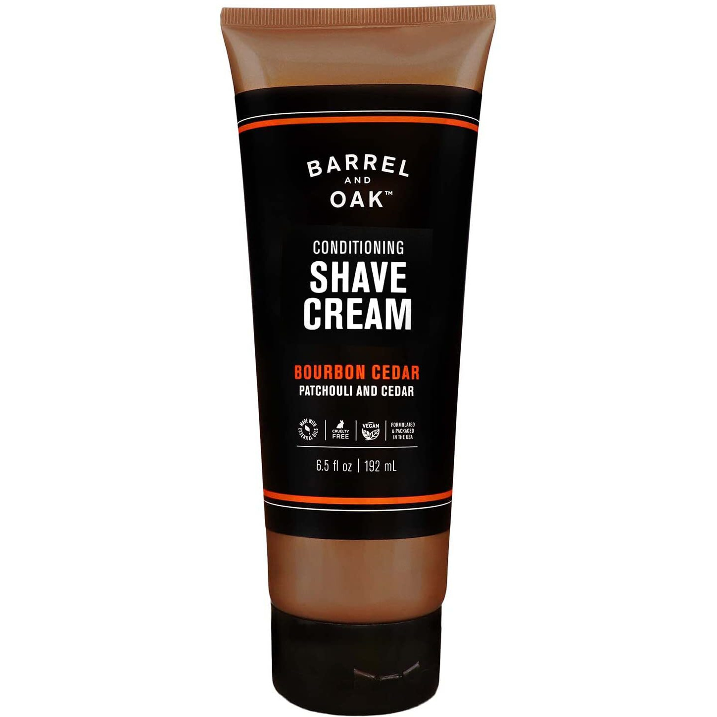 Barrel and Oak - Conditioning Shave Cream, Men's Shaving Cream, Moisturizing Shave Cream, Caffeine & Antioxidant-Rich, Helps Prevent Nicks, Bumps, Redness, & Dry Skin, Vegan (Bourbon Cedar, 6.5 oz)
