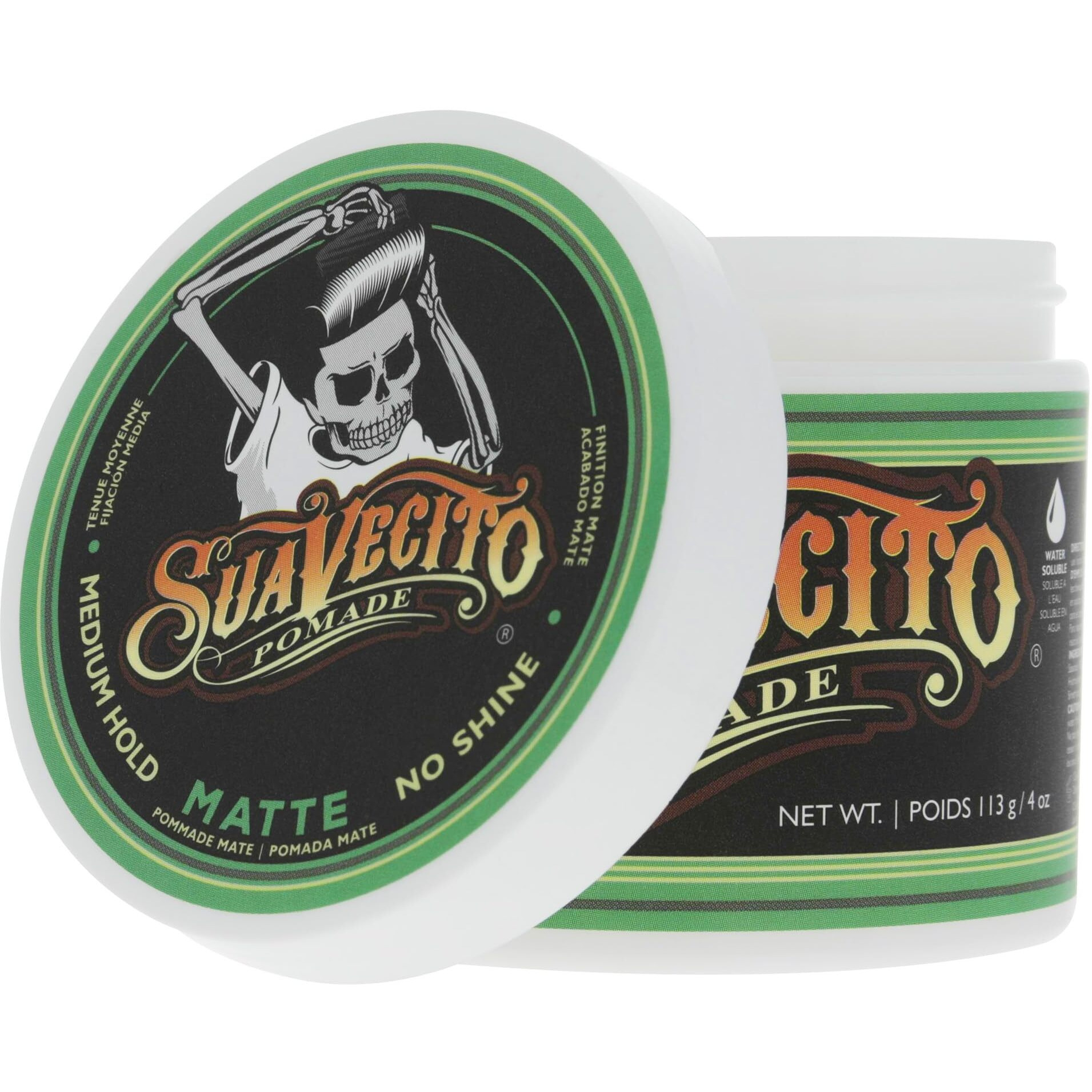 Suavecito Pomade Matte (Shine-Free) Formula 4 oz, 1 Pack - Medium Hold Hair Pomade For Men - Low Shine Hair Paste For Natural Texture Hairstyles