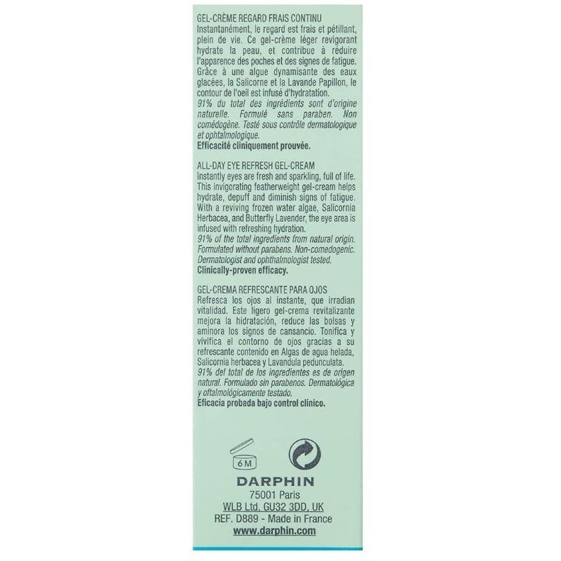Hydraskin All-Day Eye Refresh Gel-Cream by Darphin for Women - 0.5 oz Gel Cream