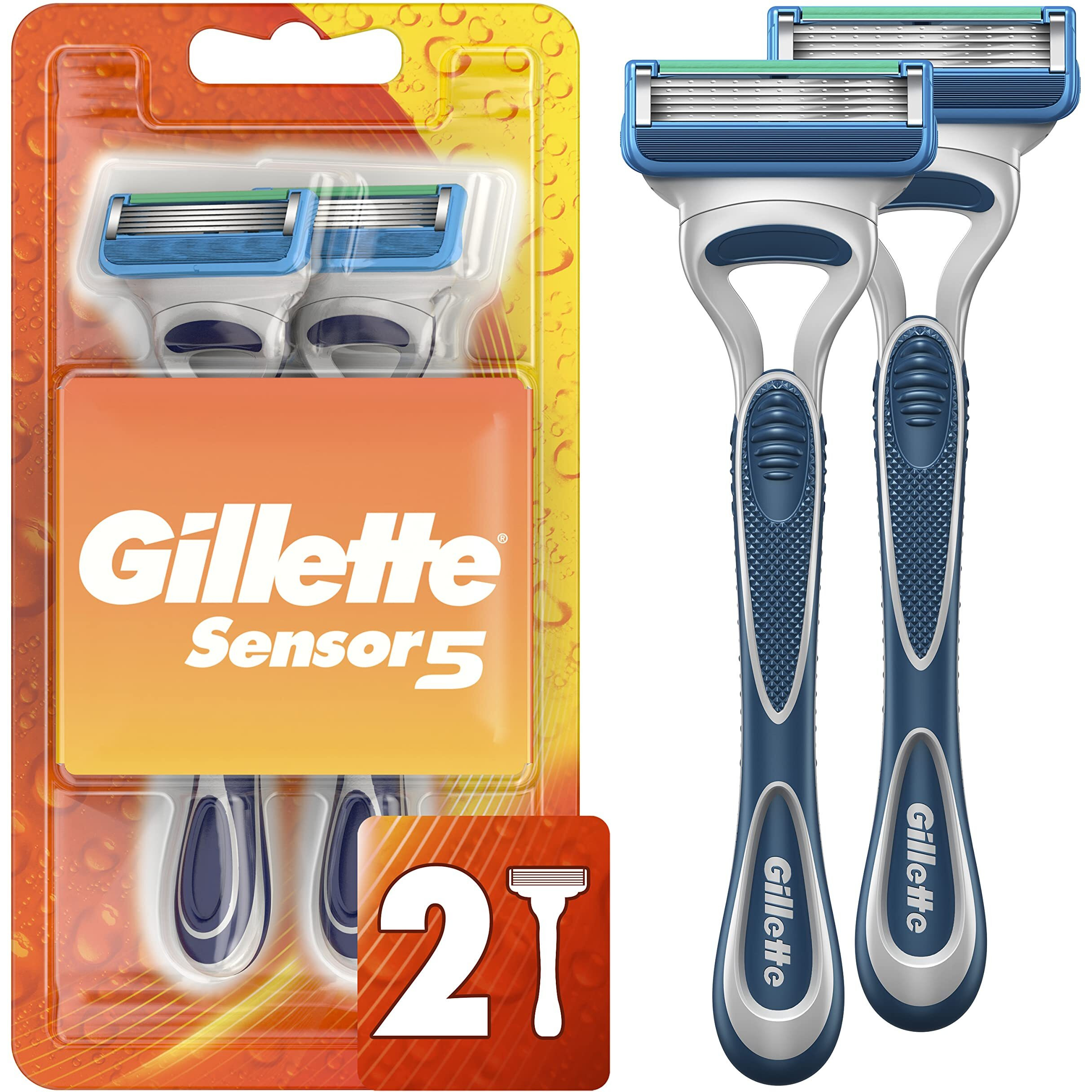 Gillette Sensor5 Men's Disposable Razors, 2 Count
