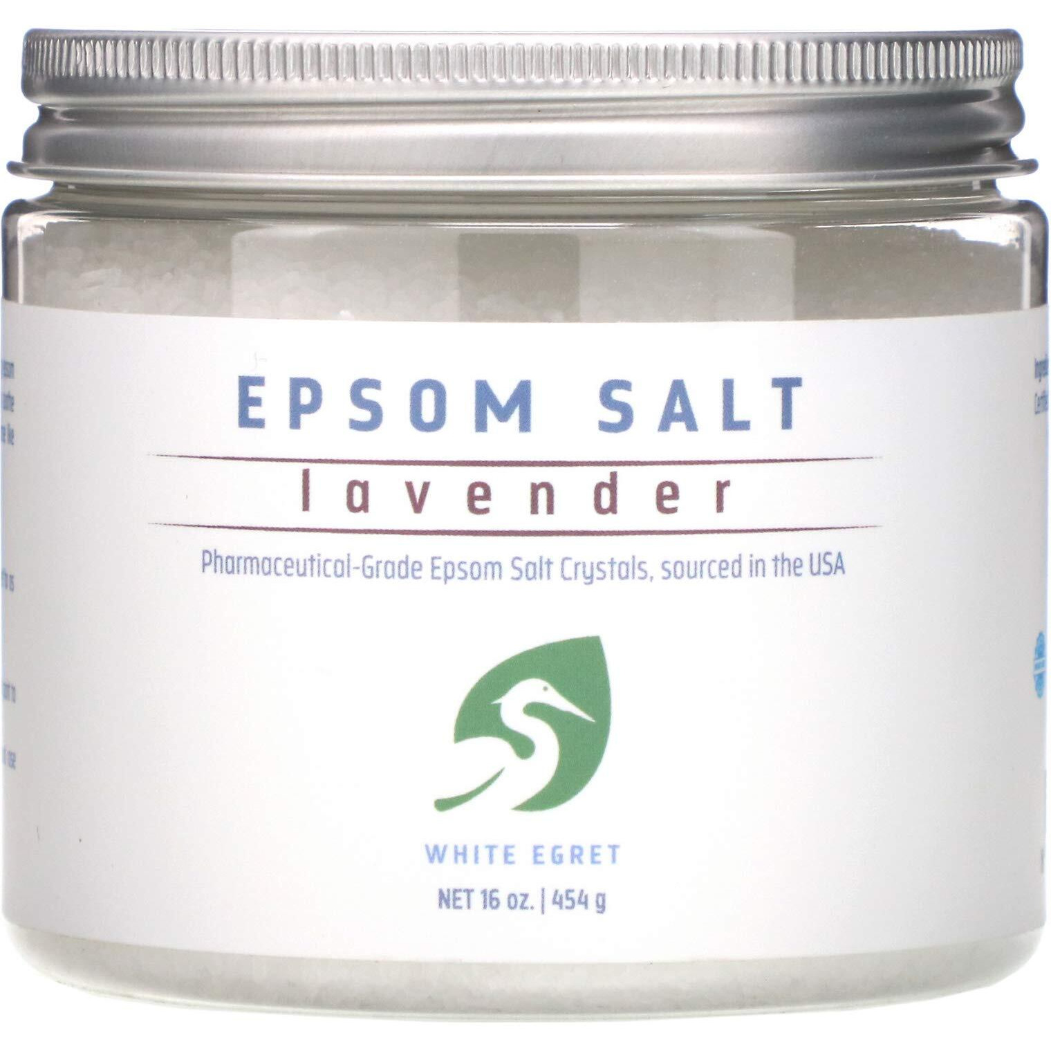 WHITE EGRET Epsom Salt, Lavender, 0.21 Pound