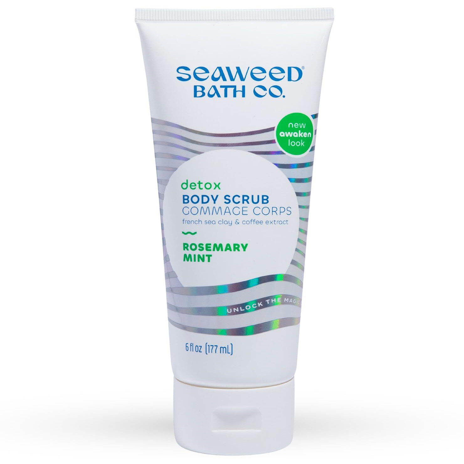 Seaweed Bath Co. Detox Body Scrub, Rosemary Mint Scent, 6 Ounce, Sustainably Harvested Seaweed, French Sea Clay, Coffee Extract