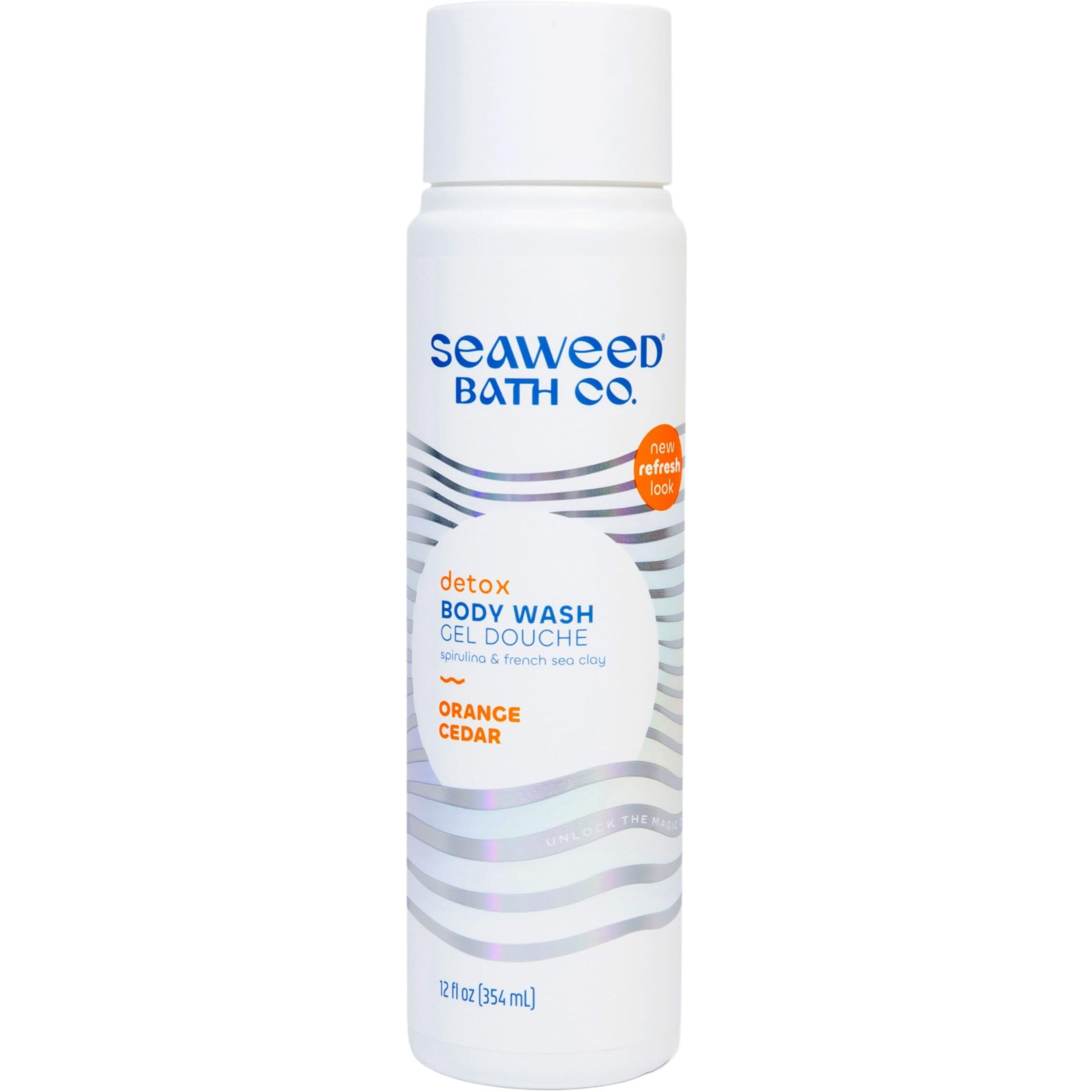 Seaweed Bath Co. Detox Body Wash, Orange Cedar Scent, 12 Ounce, Shower Gel for Men & Women, Vegan, Paraben Free, Sulfate Free, Cruelty Free