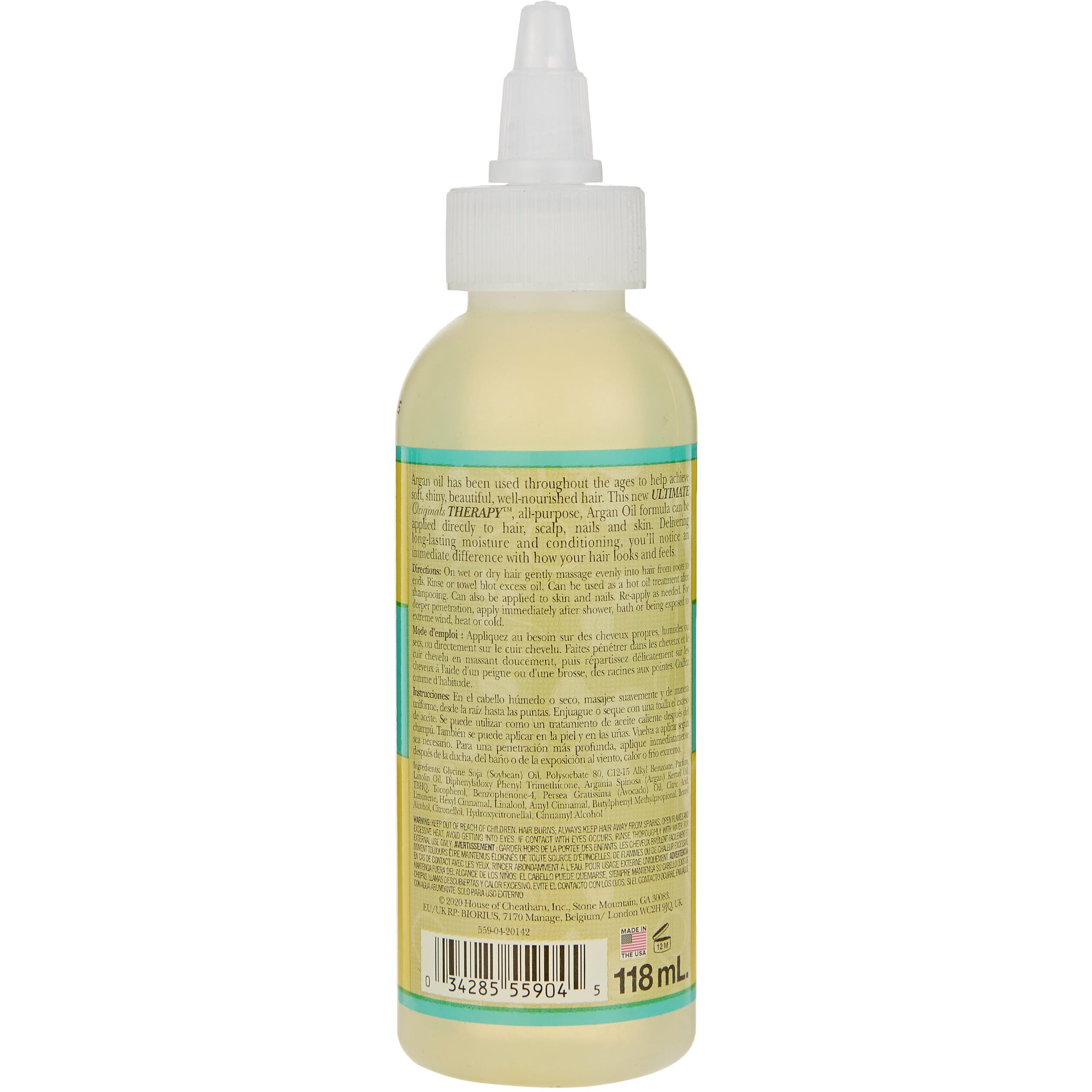 Originals by Africa's Best Therapy Argan Oil Stimulating Growth Oil, Penetrates & Rejuvenates Hair, Scalp, Nails and Skin, All Day Long Moisturizing & Conditioning, 4oz Bottle