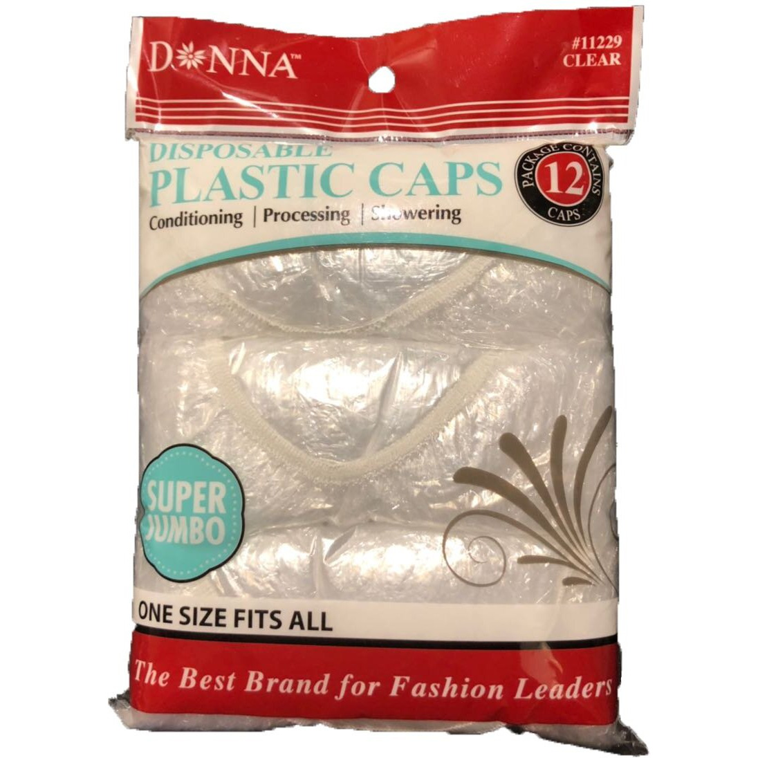 Donna Collection Disposable Plastic Cap, Super Jumbo, 12 Count