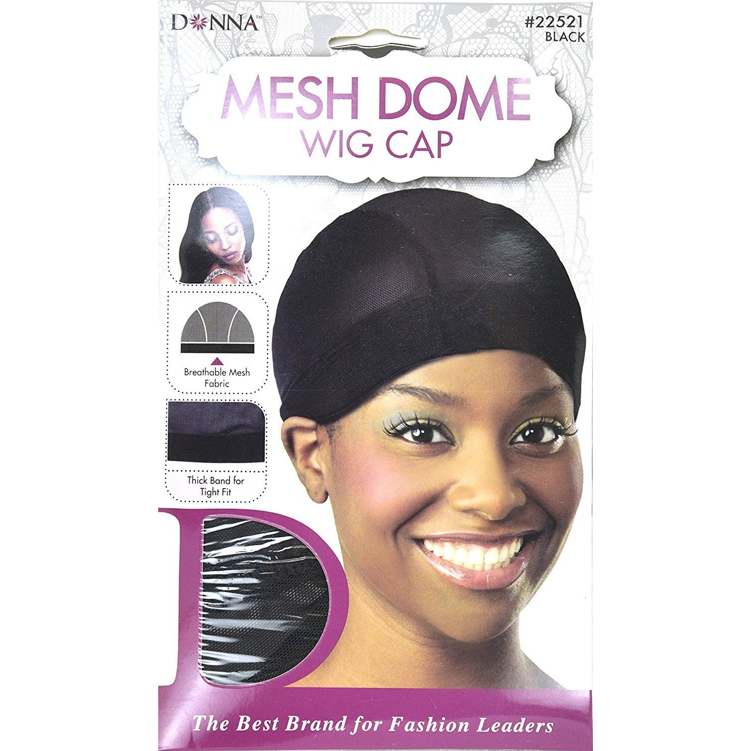 Donna Collection Mesh Dome Wig Cap, Black