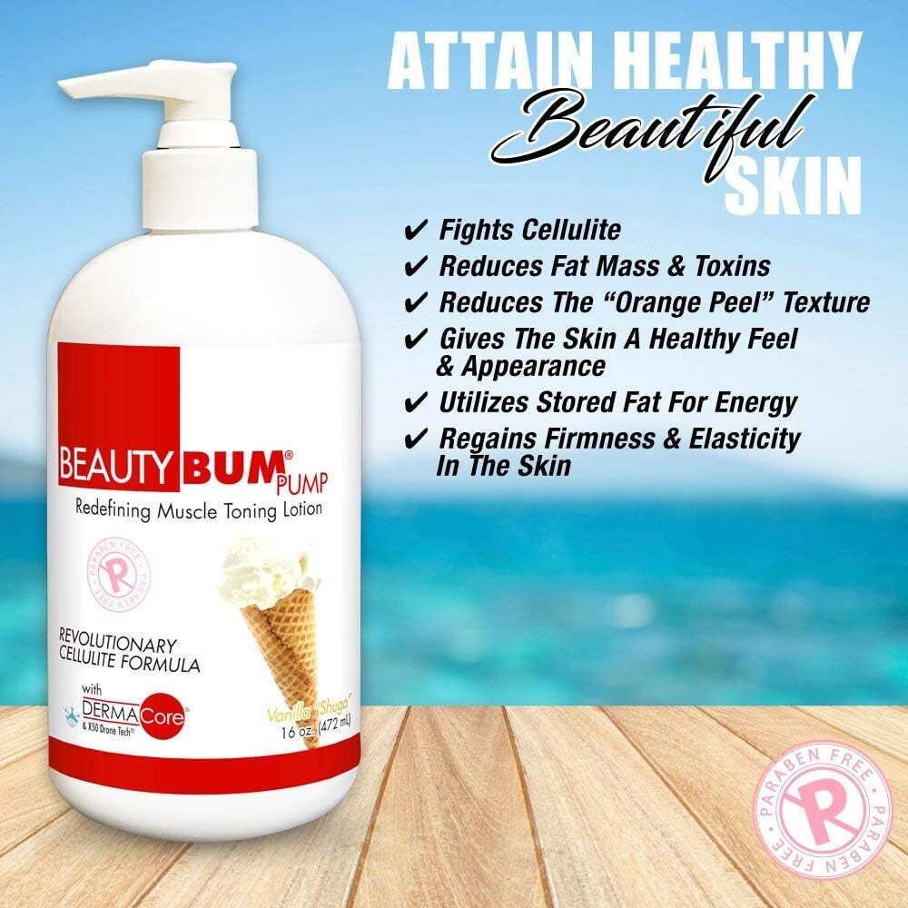 BeautyBum Pump Redefining Muscle Toning Lotion - Vanilla Shuga by BeautyFit for Women - 16 oz Lotion