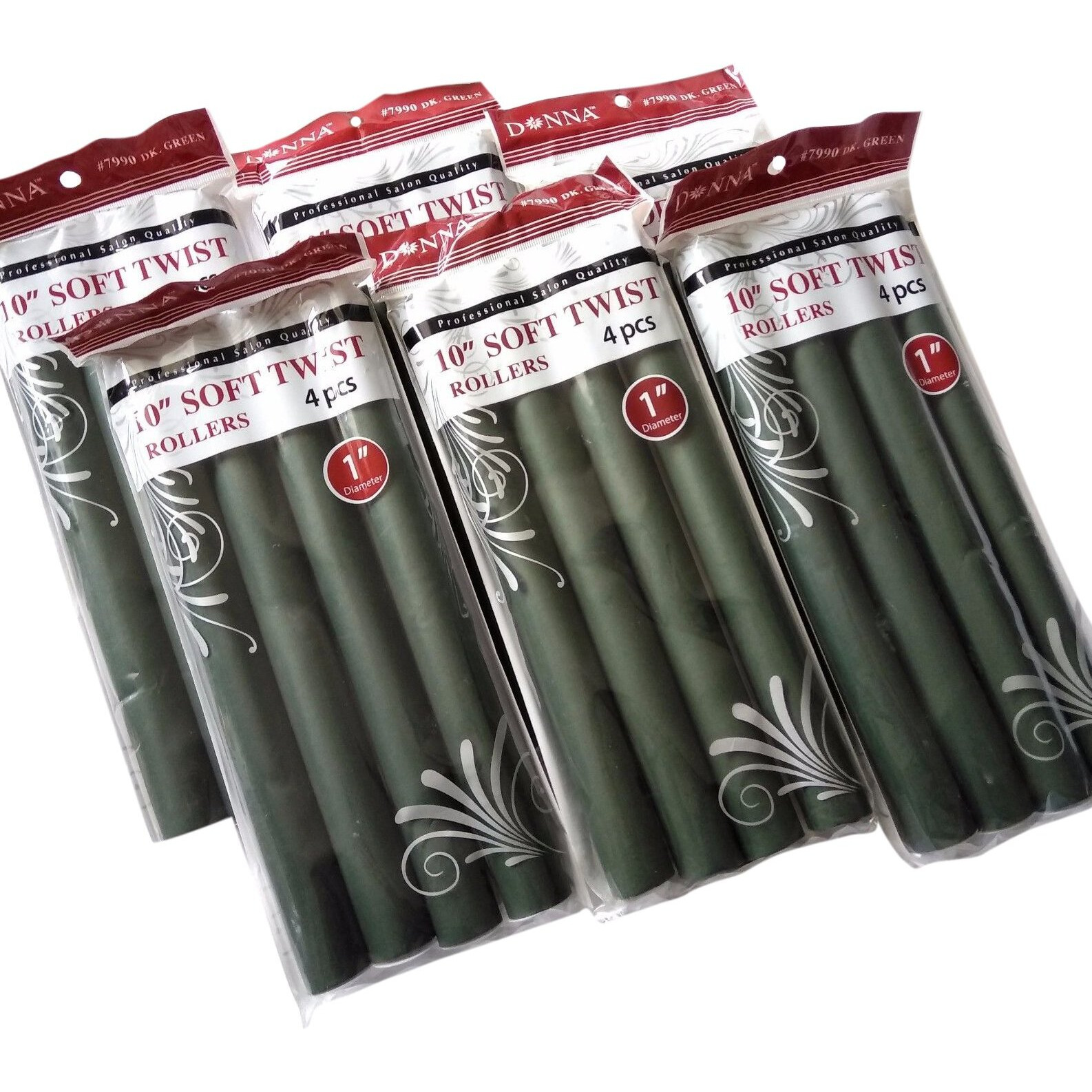 Donna Collection Soft Twist Rollers Black, 10 Inch, 4 Count