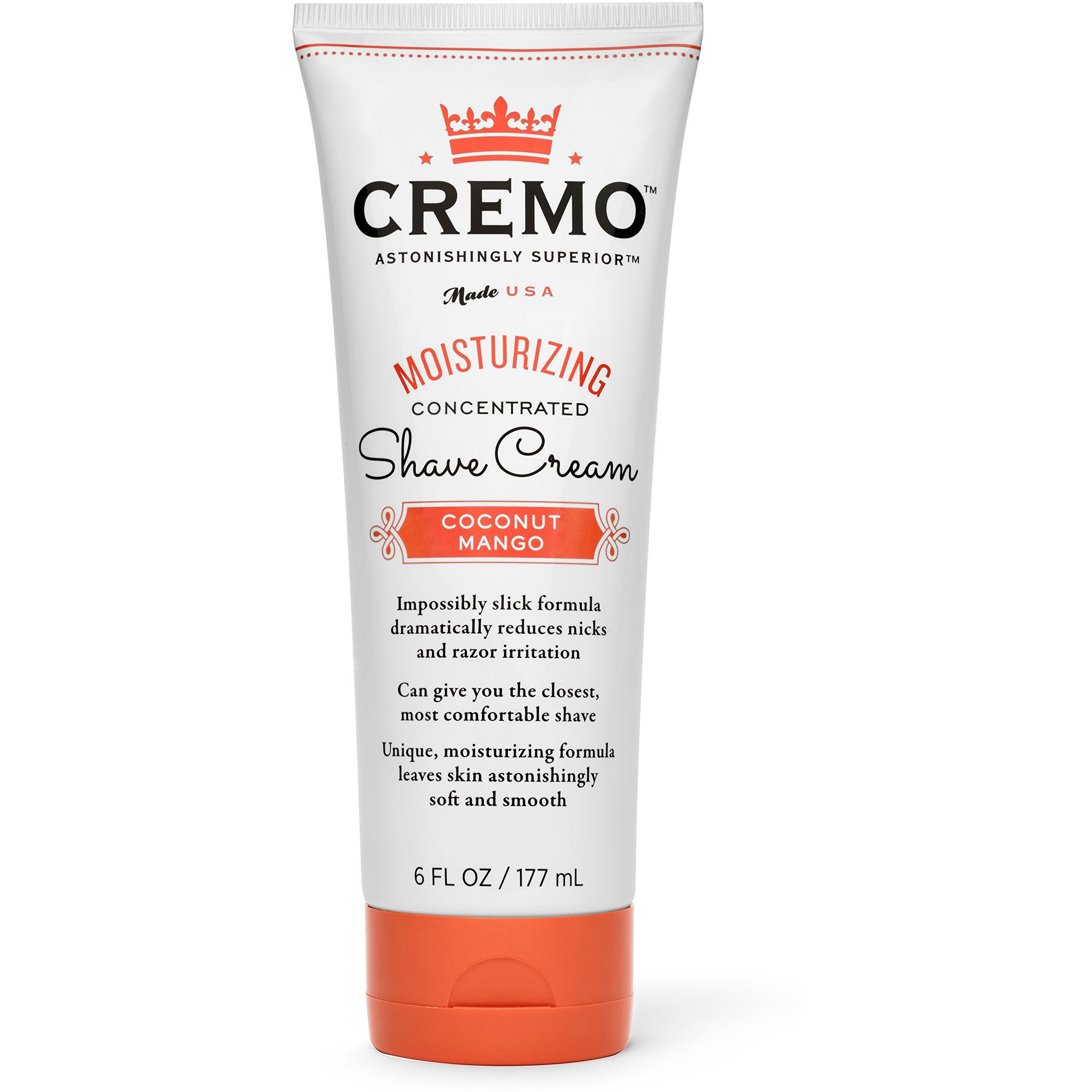 Cremo Moisturizing Shave Cream, Superior Ultra-Slick Shaving Cream for Women Fights Nicks, Cuts and Razor Burn, Cremo Coconut Mango, 6 Fl Oz