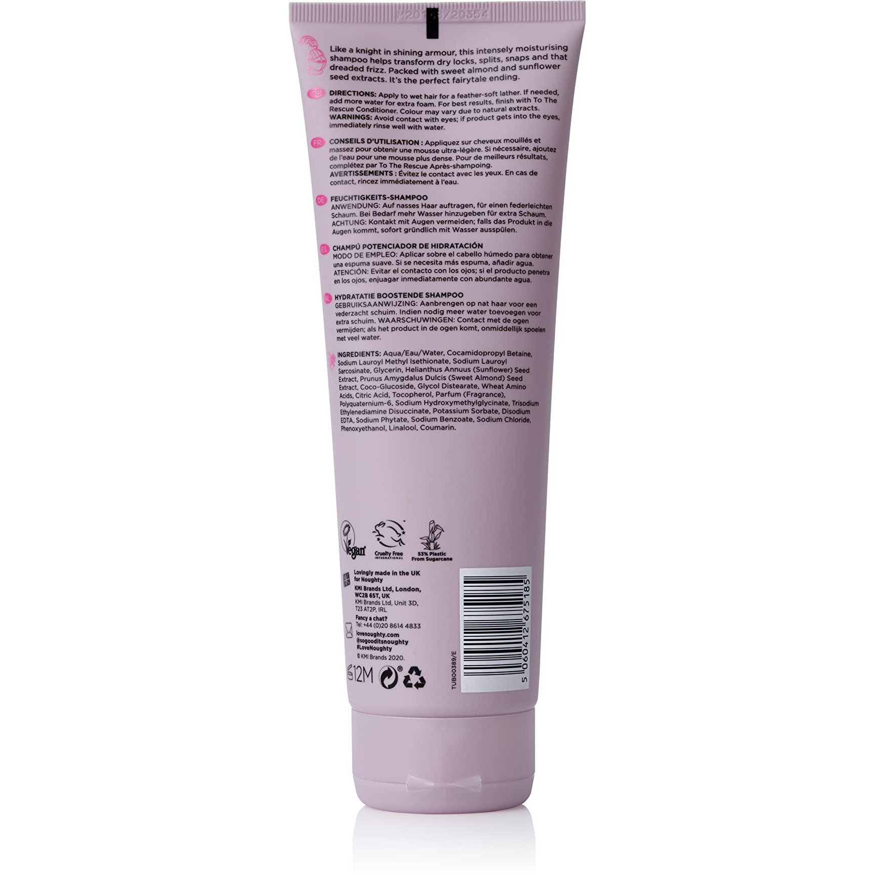 Noughty 97% Natural To The Rescue Moisture Boost Shampoo, to Gently Cleanse and Replenish Lost Moisture with Sweet Almond and Sunflower Seed, Sulphate Free Vegan Haircare 250ml